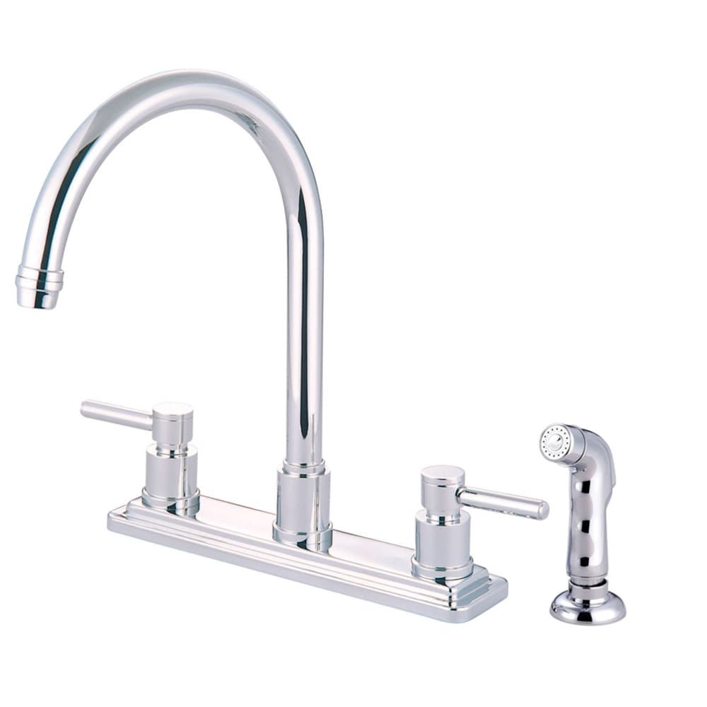 Kingston Brass Concord Chrome Double Handle High Arc Kitchen Faucet With Side Spray Included In 3956