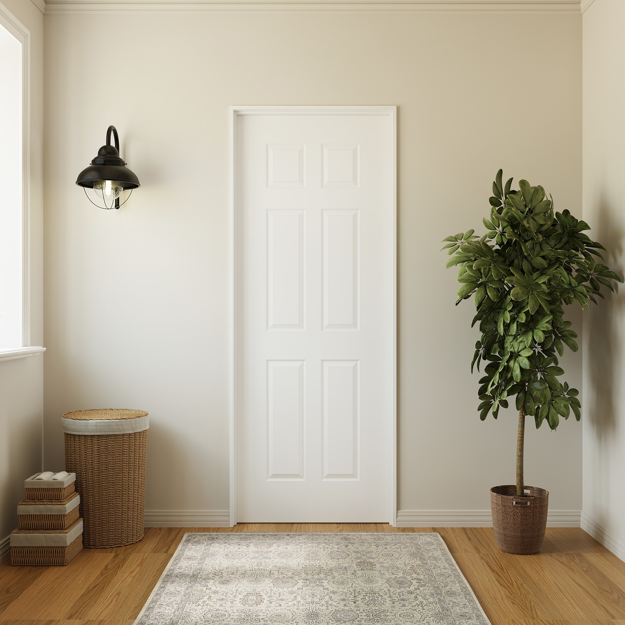 Ark Design 6-Paneled Solid Core MDF and Manufactured Wood White Primed Interior Door Slab