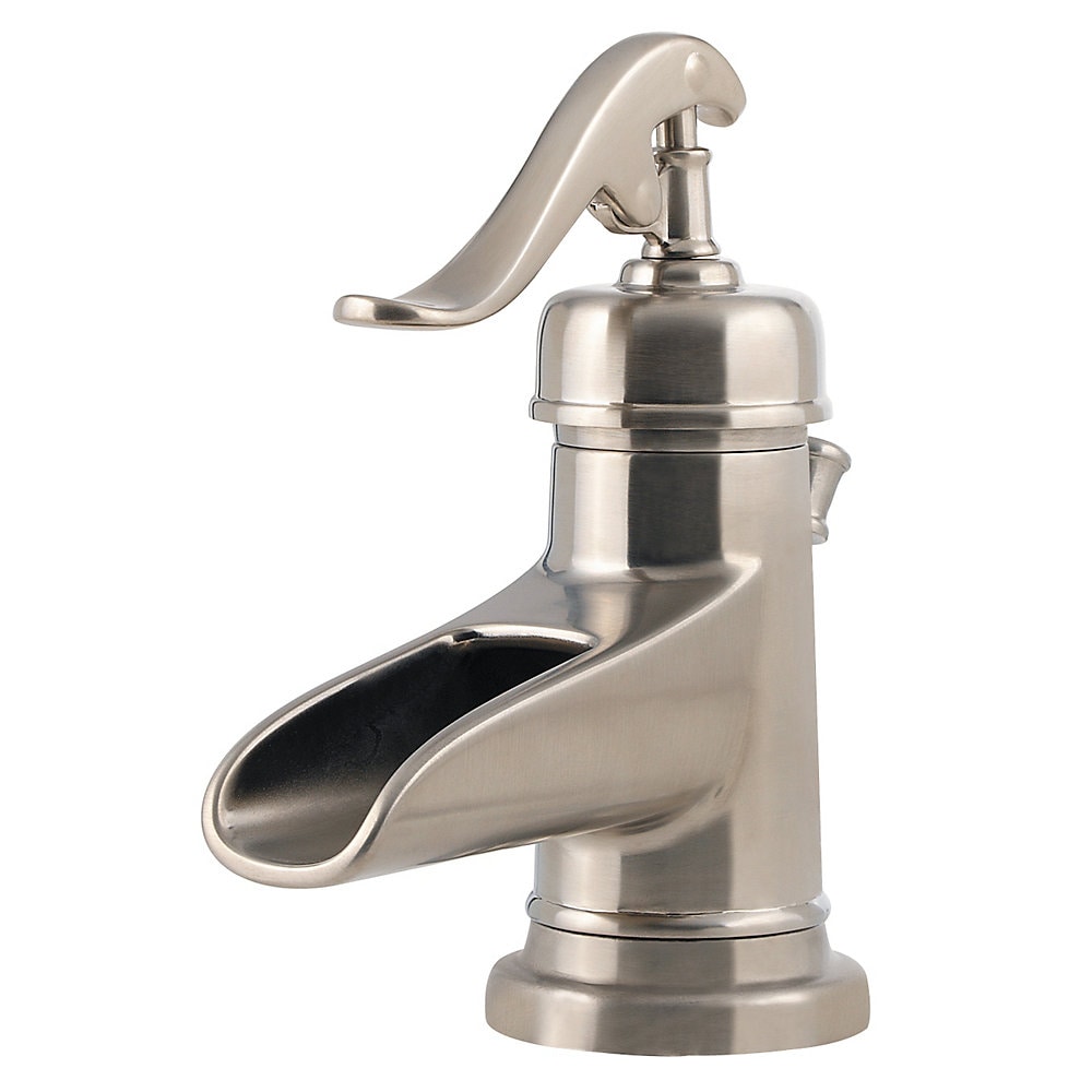 Pfister LF-M42-YPKK Ashfield Brushed Nickel 4-in centerset 1-Handle WaterSense Bathroom Sink Faucet with Drain and Deck Plate