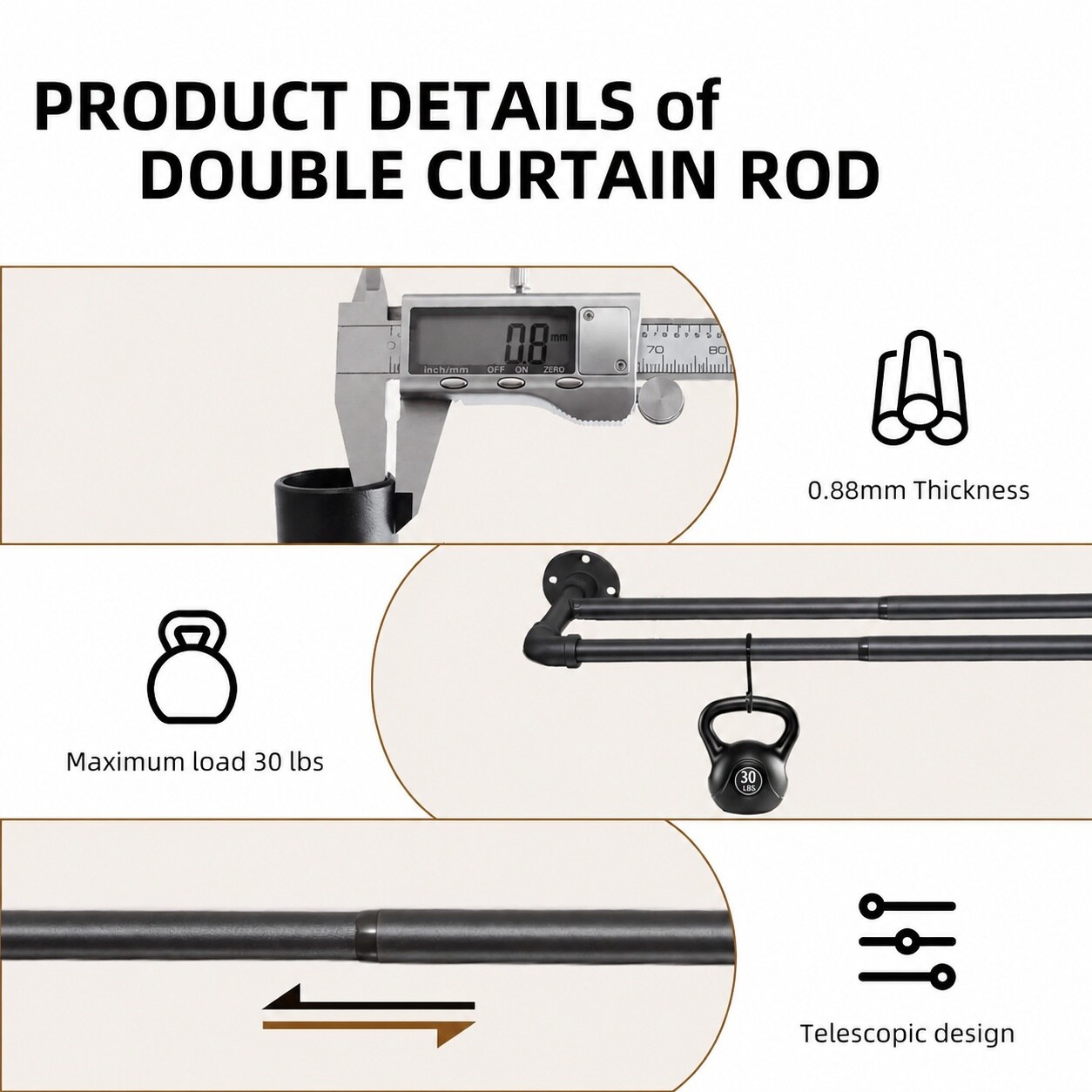 KIWDZFU LKI0820A075 Curtain-Rods - View #3