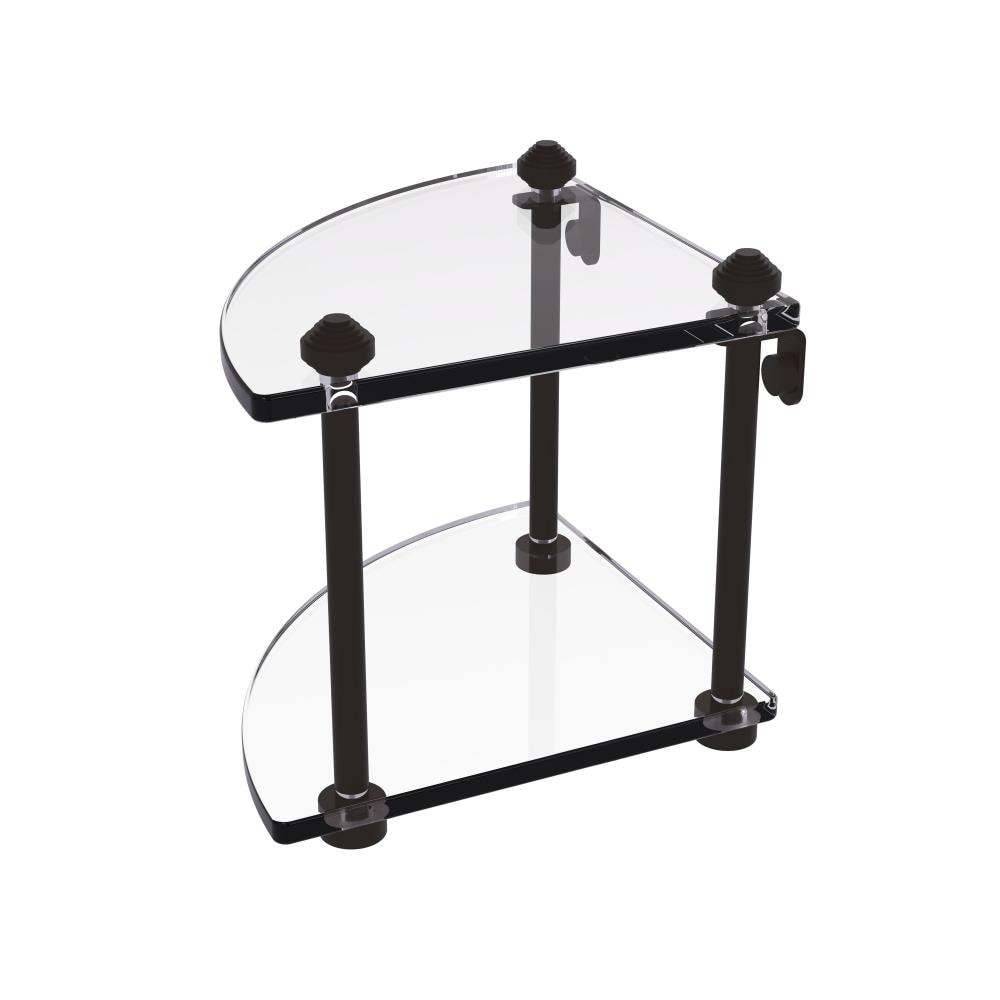 Southbeach Collection 8 in. 2-Tier Corner Glass Shelf in Oil Rubbed Bronze