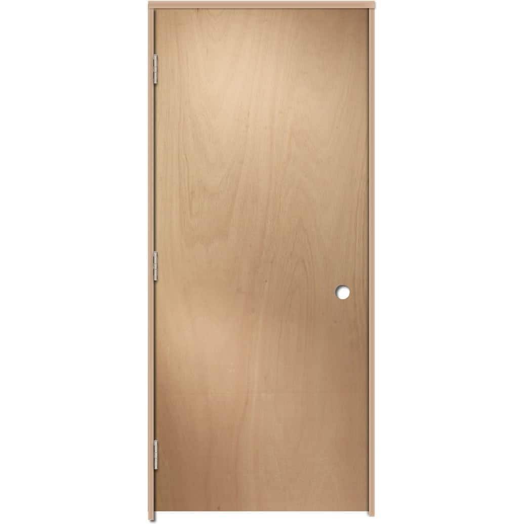 RELIABILT - 28-in x 80-in Unfinished Hollow Core Flush Right Hand Lauan Wood Single Prehung Inter...