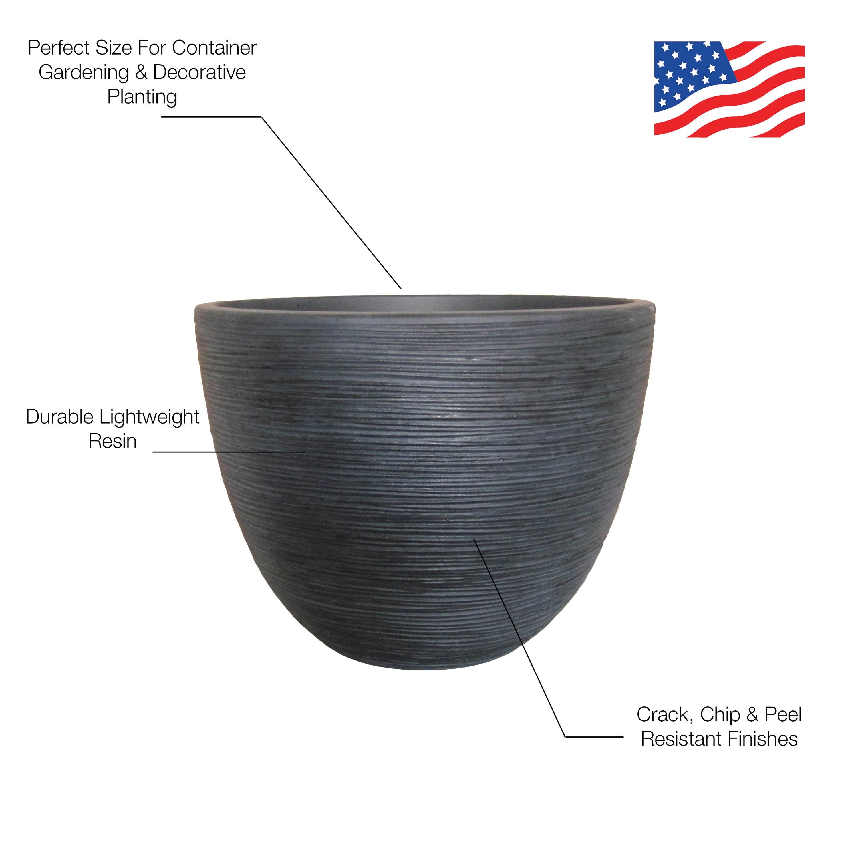 allen + roth Large (25-65-Quart) Blackwash Resin Planter in the Pots ...