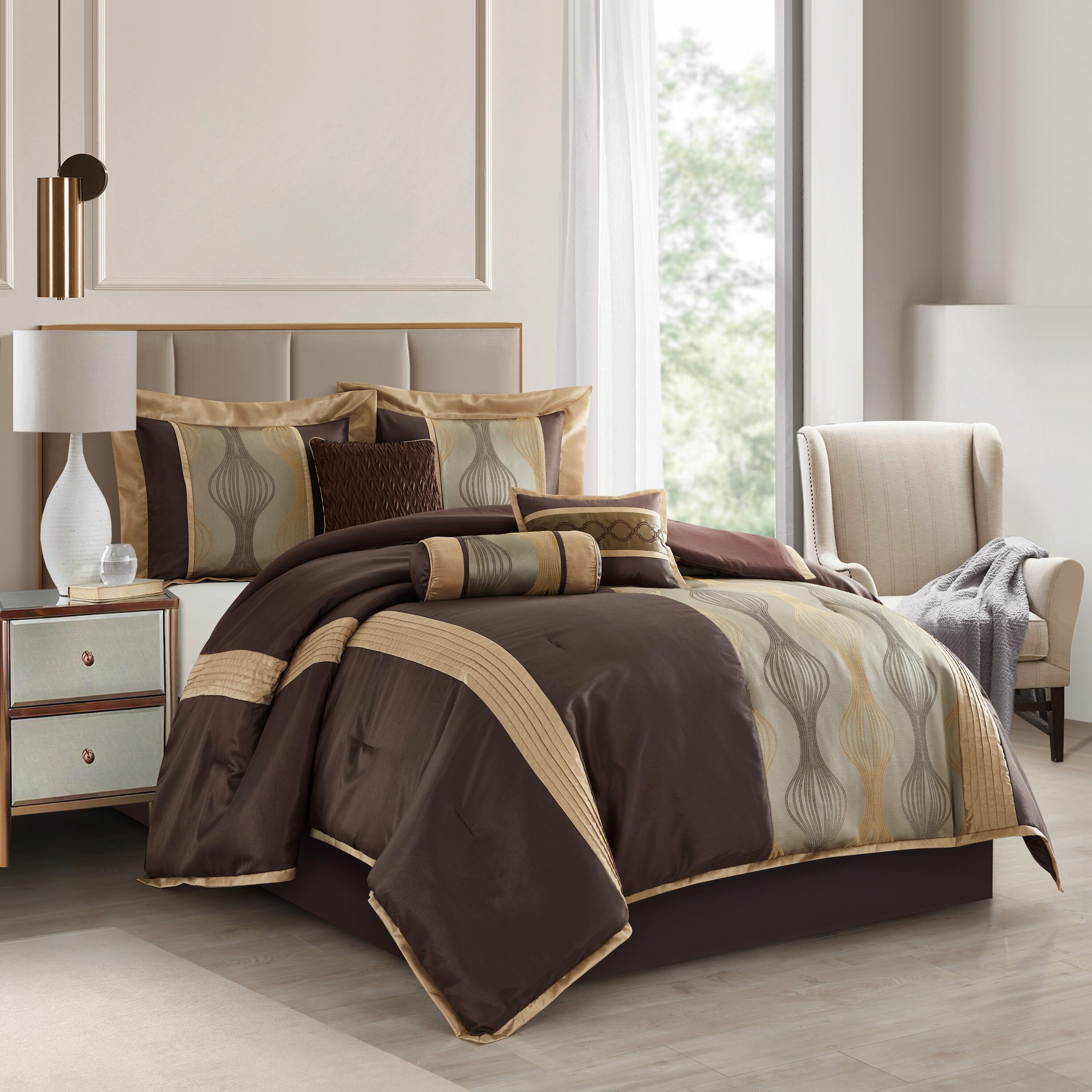 Nanshing 7-Piece Brown Queen Comforter Set KATH7-Q at Lowes.com