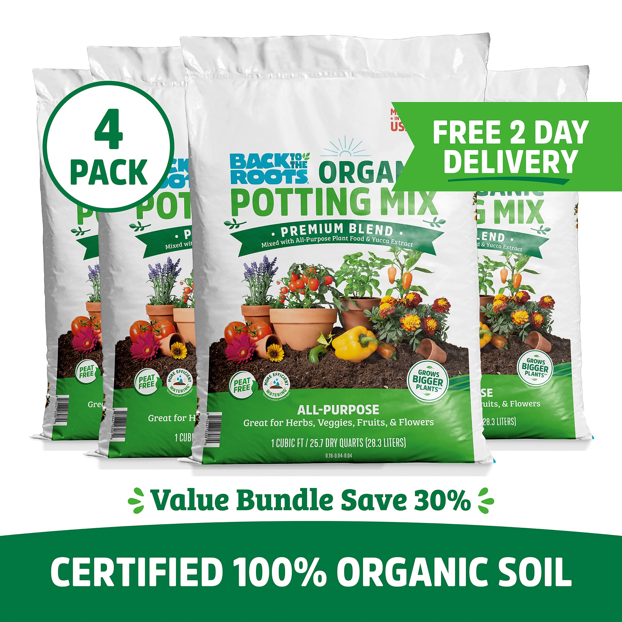 Back to the Roots 4 Cubic feet All-purpose Organic Potting soil mix #47074-DS