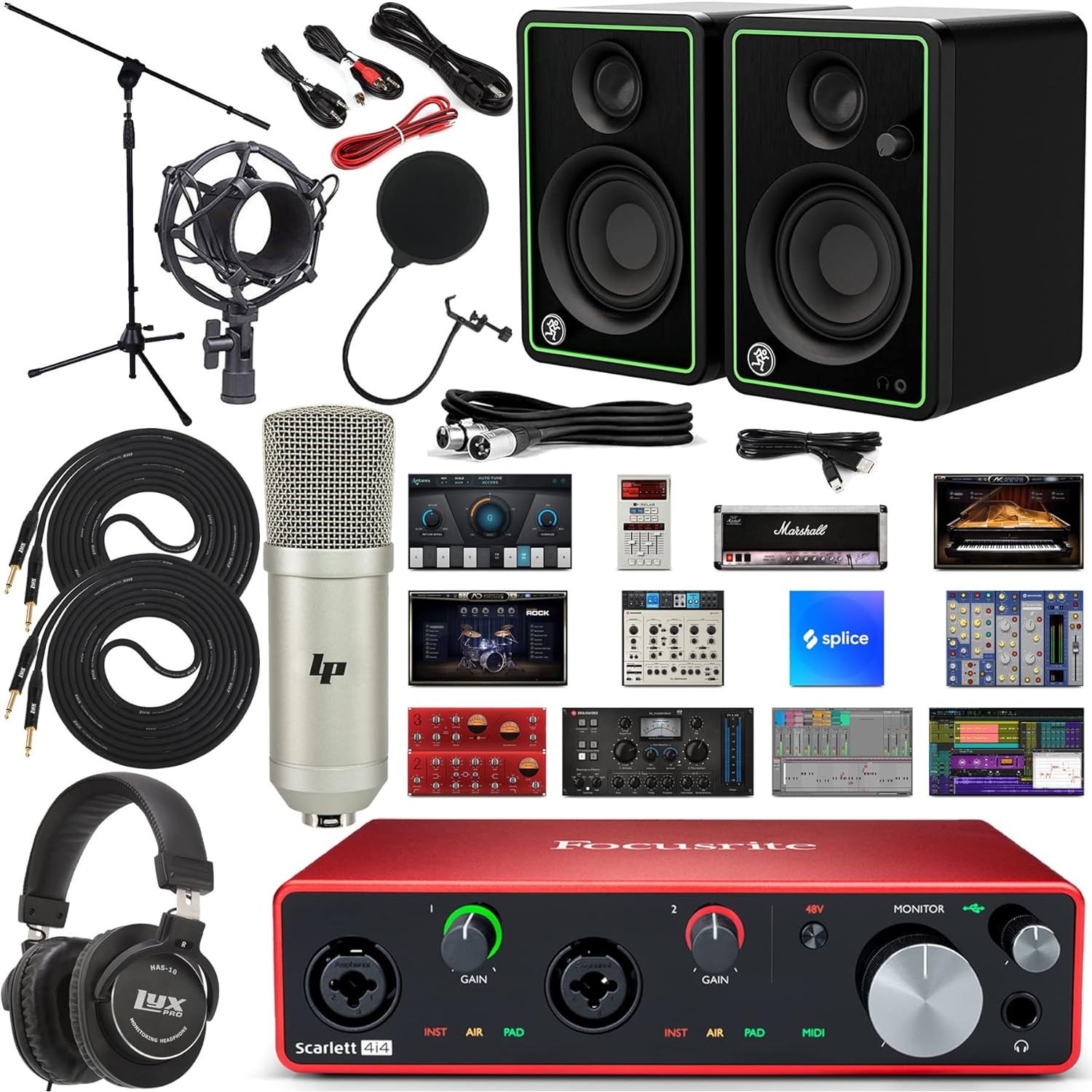 Scarlett 4i4 4th Gen USB C Interface Bundle Studio Monitors Headphones and Software Kit