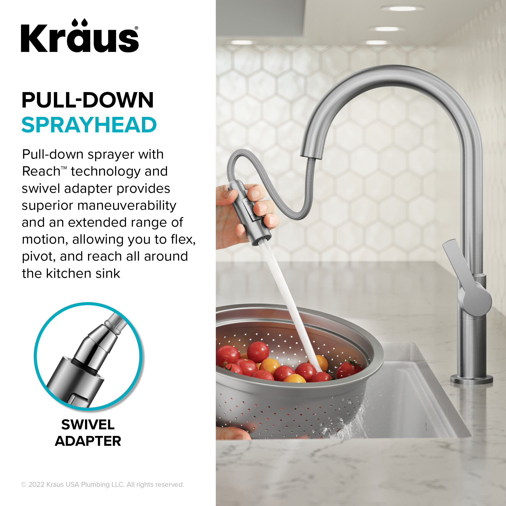 Kraus Oletto Matte Black Spot Free Black Stainless Steel Single Handle Pull Down Kitchen Faucet 9877