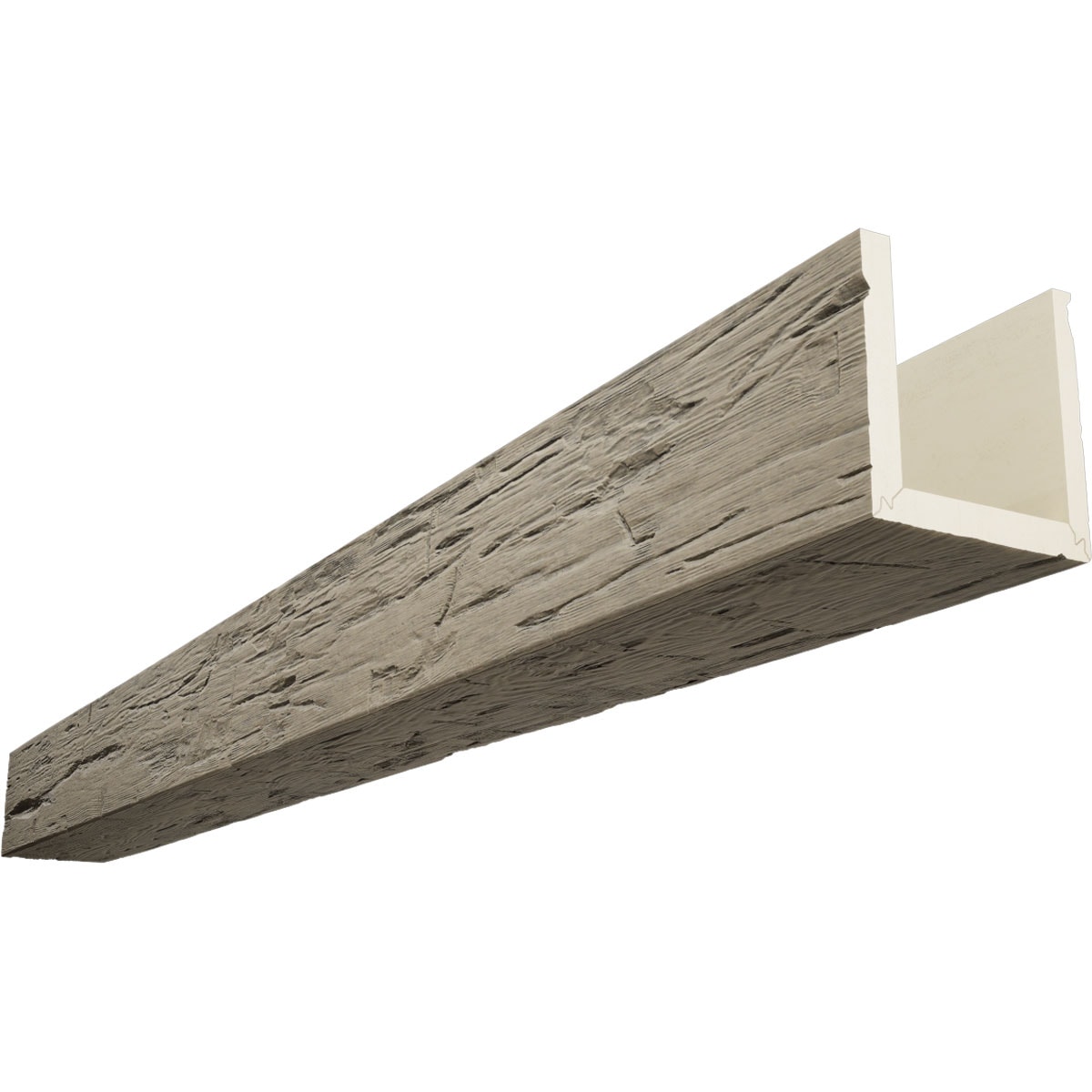 Ekena Millwork BMHH3C0080X100X216AL 1-in x 8-in x 18-ft Almond Finished Urethane U-Shaped Decorative Beam