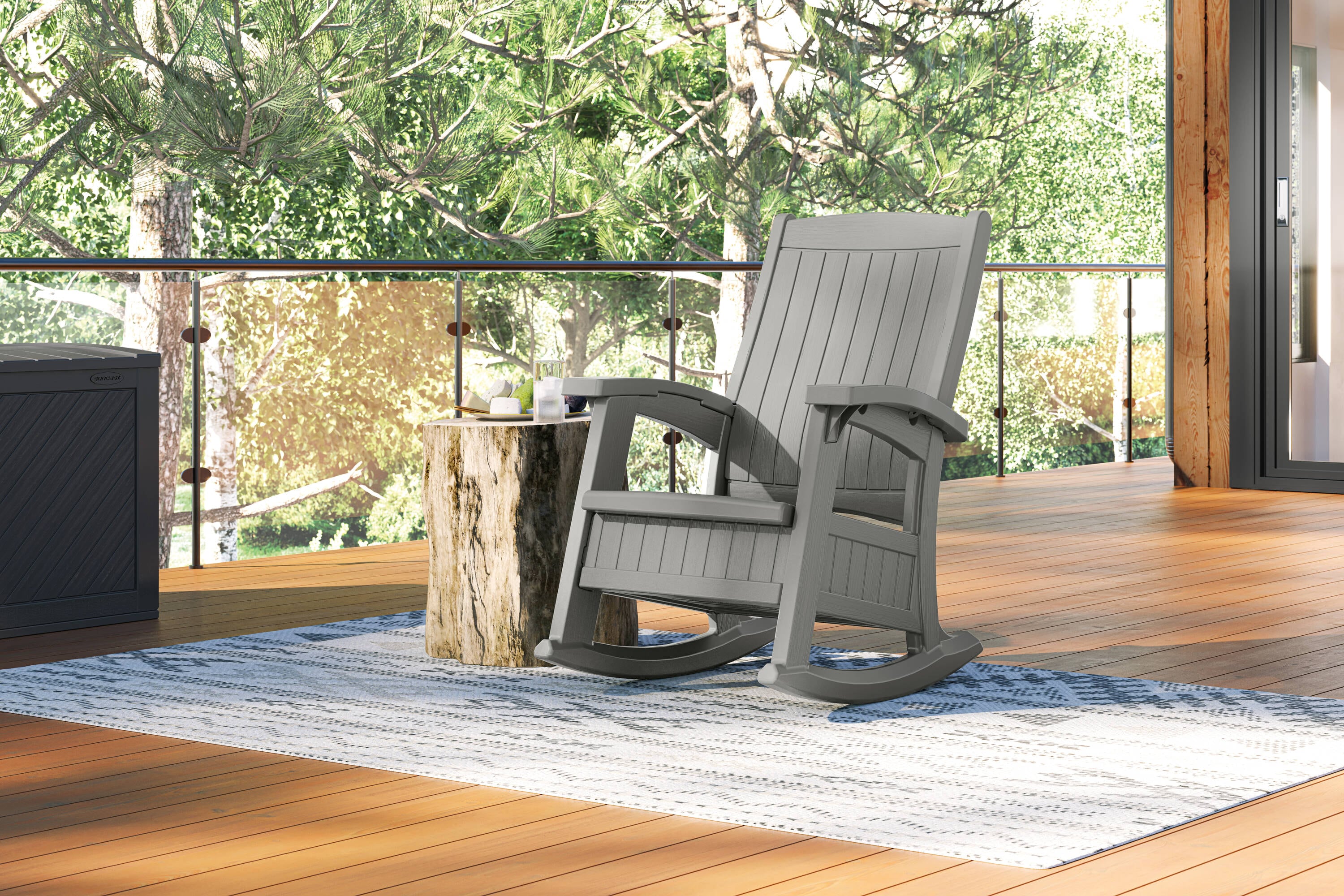 Suncast BMRC1000 Dove Gray Plastic Frame Swivel rocker Rocking Chair with Solid Seat