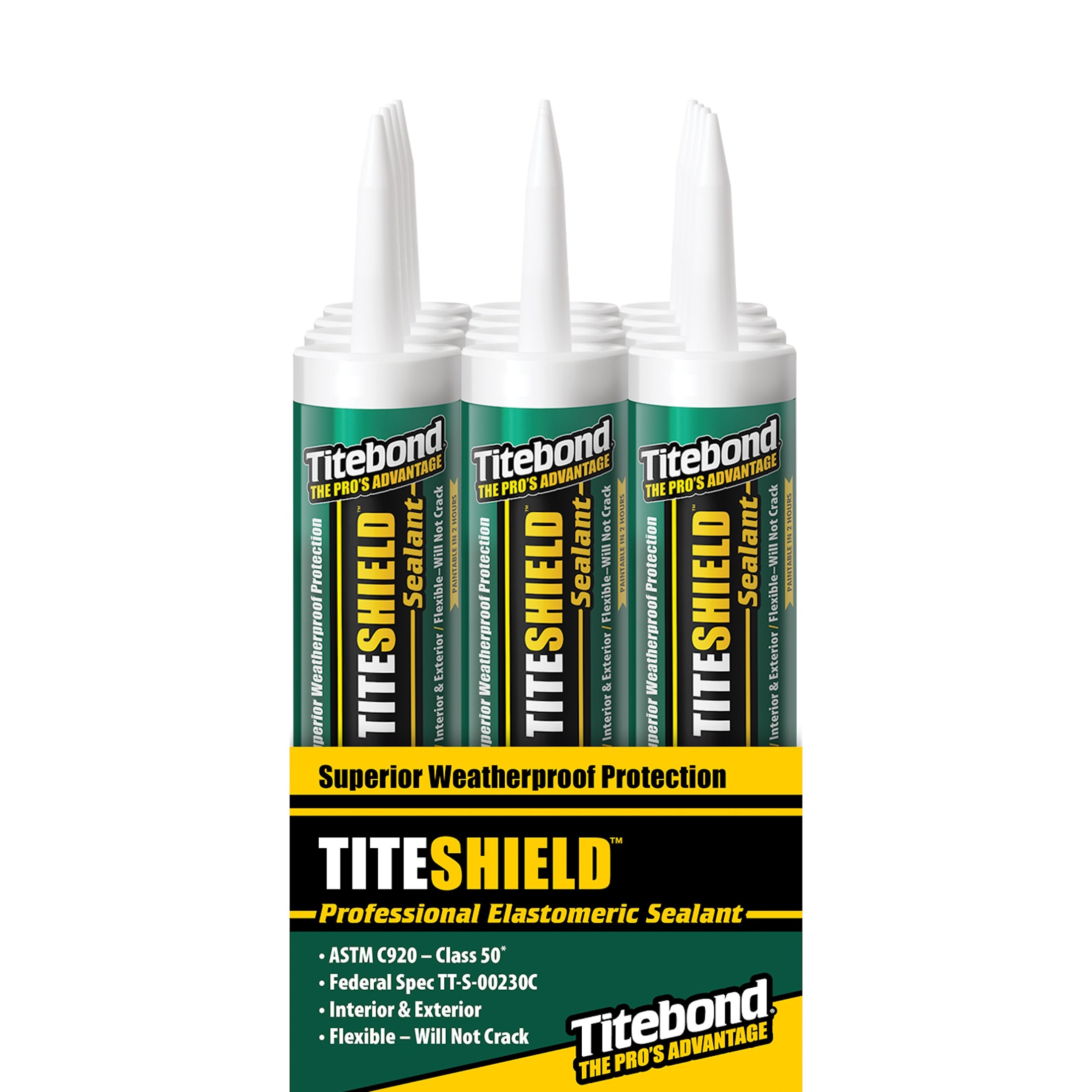 Titebond 33301CP TiteShield 12 -Pack 10.1-oz Exterior specialty White Paintable Acrylic Urethane Elastomeric Sealant Caulk