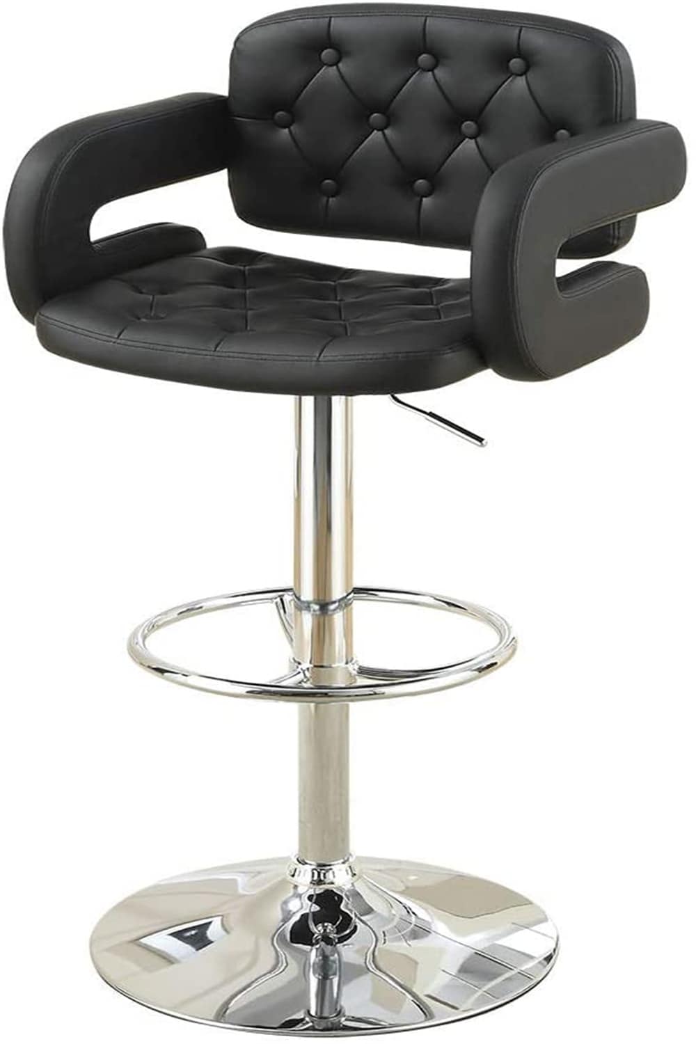 CESICIA K59A Black 38-in H Extra tall (34-in and up) Square Seat Swivel Metal Back Bar Stool Back