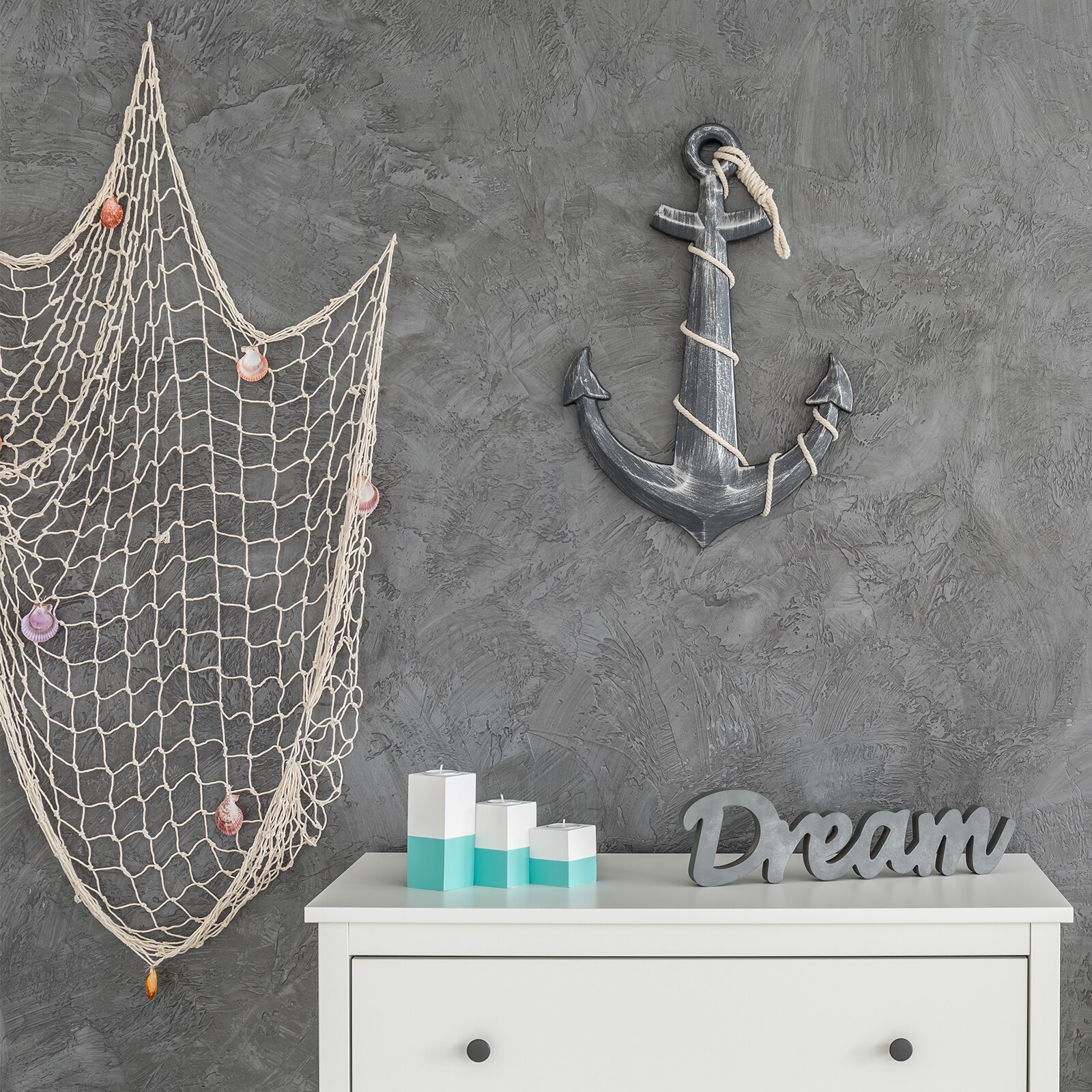 Unique Bargains Natural Shell Decorative Fishing Net 40 x 80inch ...