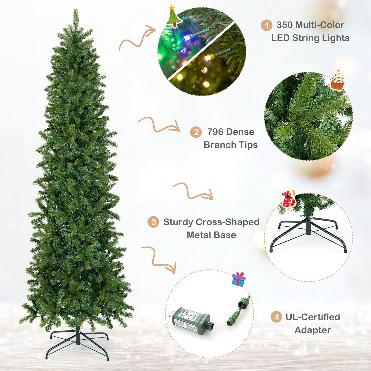 WELLFOR HYJ24030US Artificial-Christmas-Trees - View #4