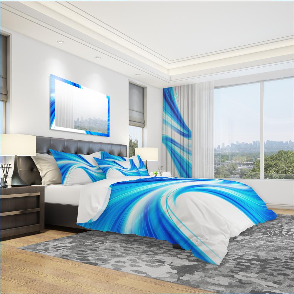Designart BED3072-K 3-Piece Blue King Duvet Cover Set