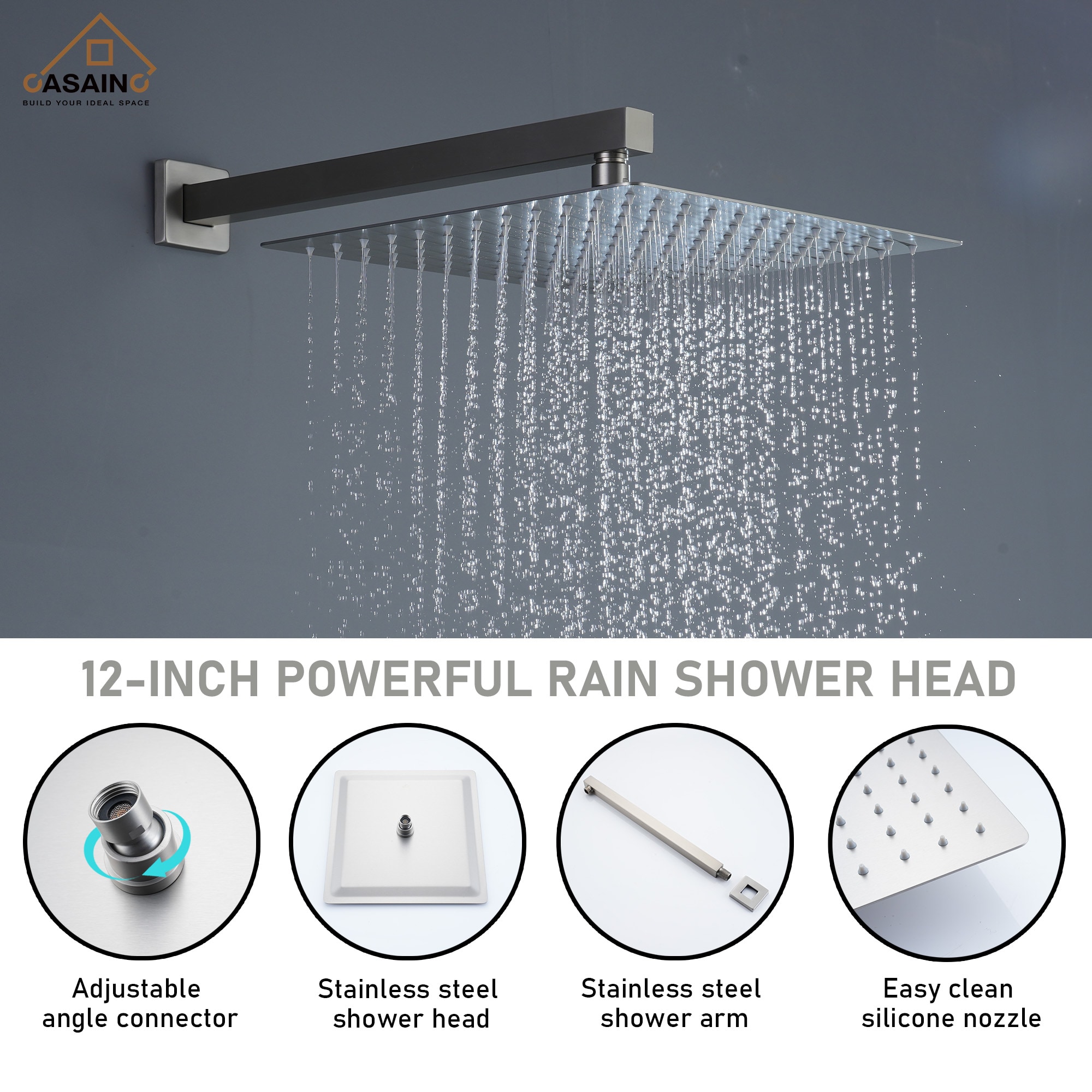 CASAINC CS6077-BN Showerhead-Bar-Panels - View #11