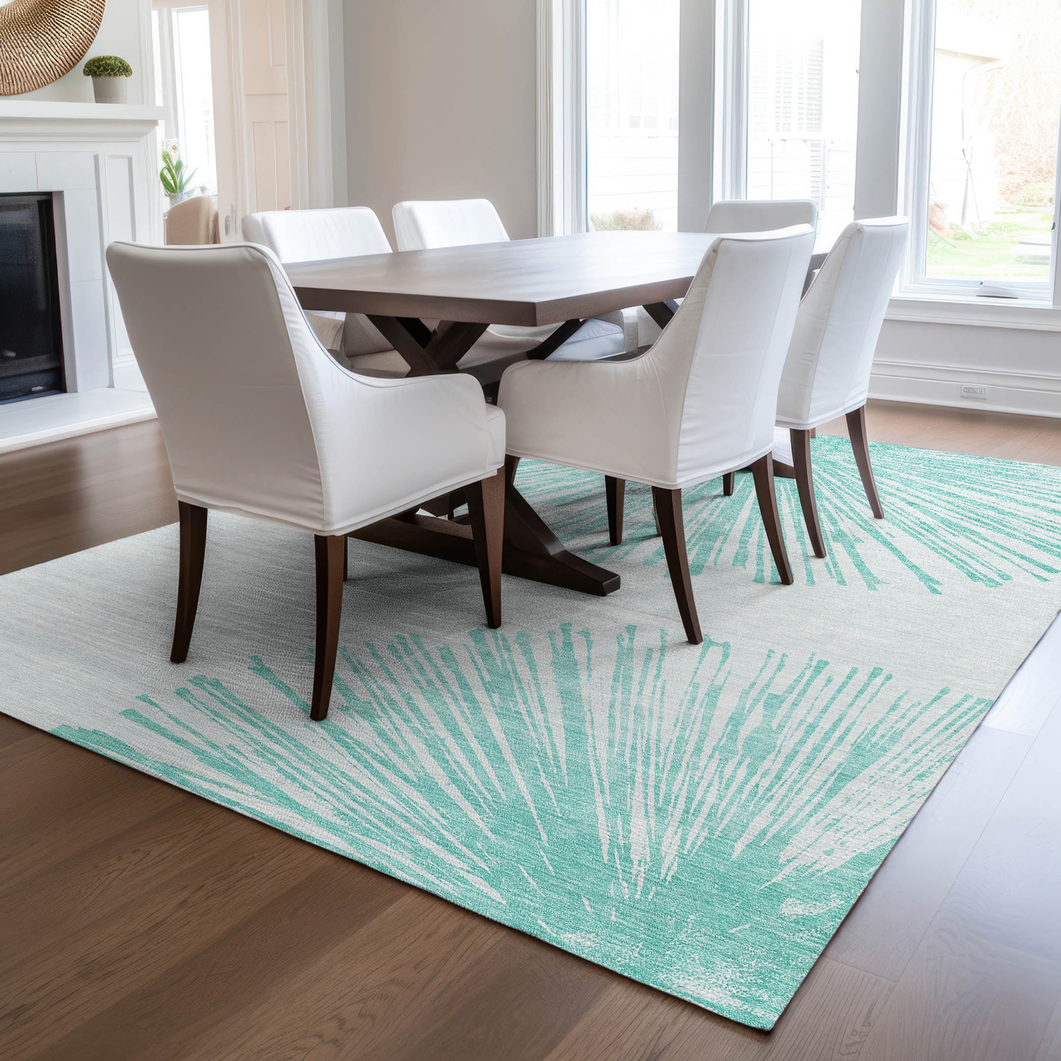 Addison Rugs ACN642TE9X12 Chantille ACN642TE 9 x 12 (ft) Polyester Teal Rectangular Indoor/Outdoor Geometric Machine washable Area rug