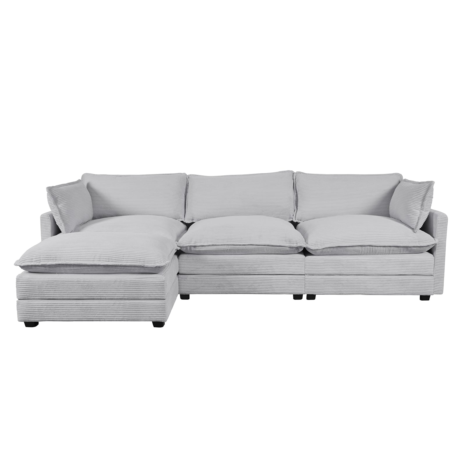 JEAREY JE-XNELD-3-LG Sectional sofa 101.6-Inches Modern Gray 4 -seater Sectional
