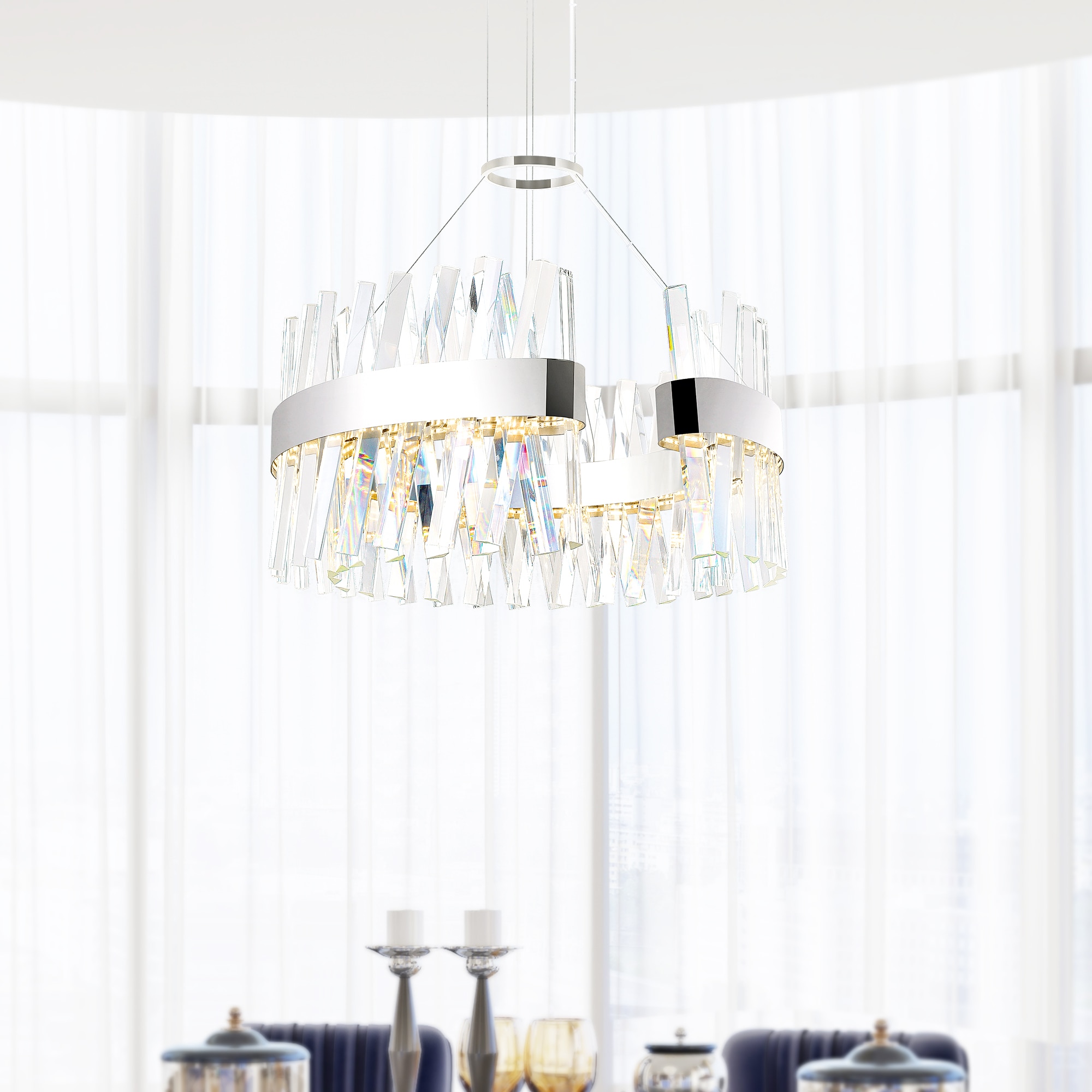 CWI Lighting 1220P24-601-C Glace 1 -Light Multiple finishes Chrome Modern/contemporary Integrated LED For Use in Bathrooms, Bedrooms, Dining Rooms, Foyers, Kitchens, Living Rooms Chandelier