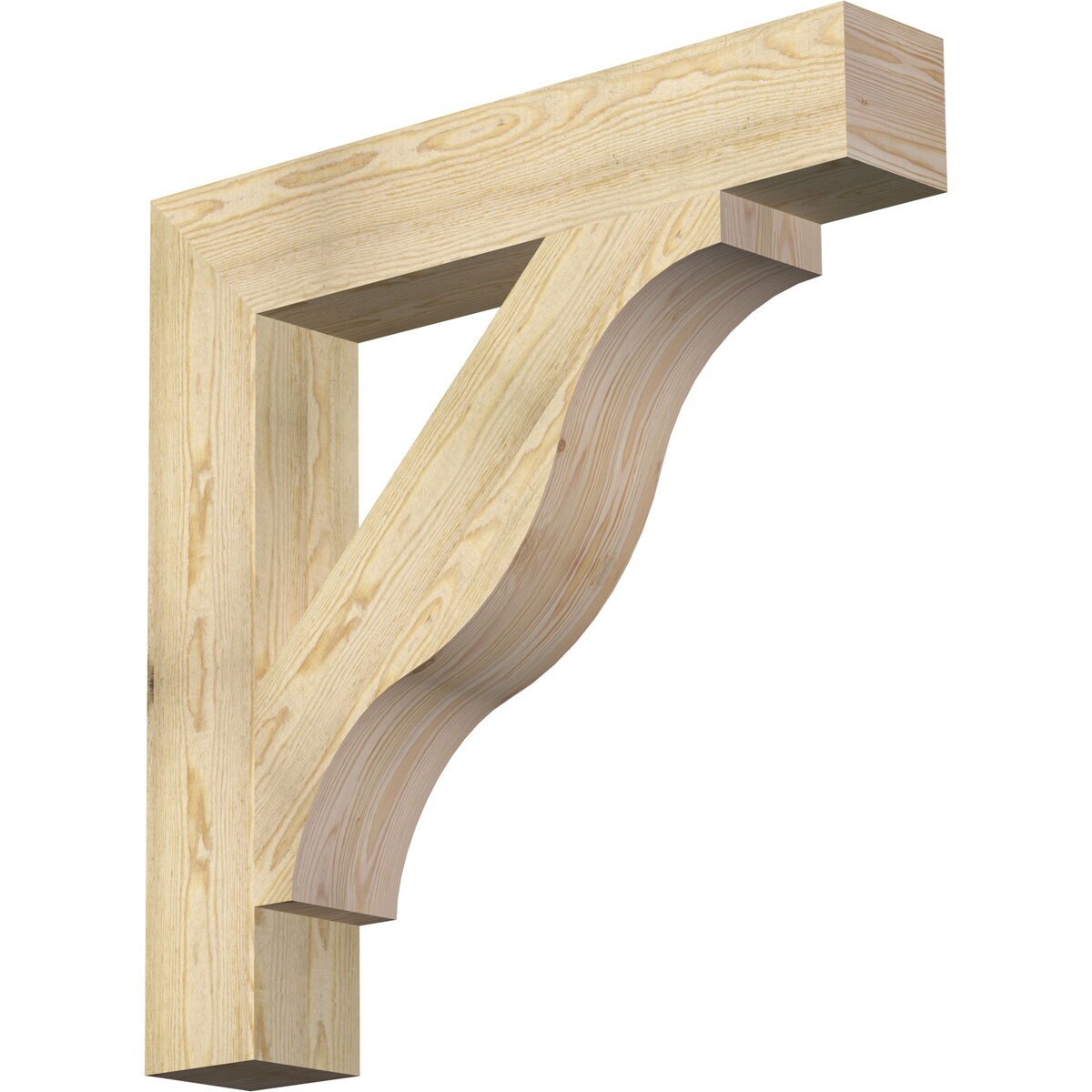 Ekena Millwork BKT06X36X36FST05RDF Funston Block Rough Sawn 6-in x 36-in x 36-in Douglas fir Brown Wood Standard bracket