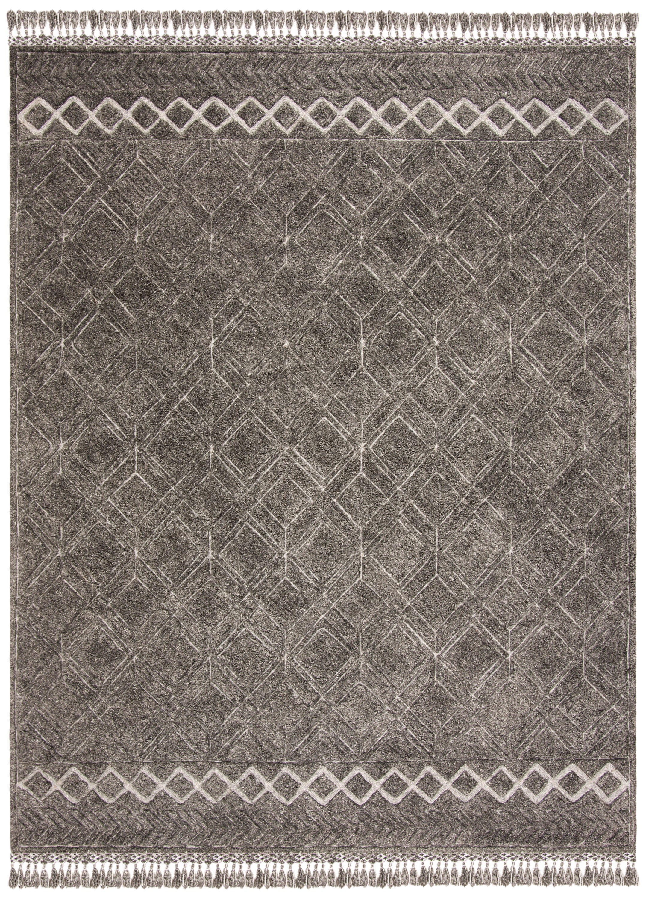 Gray 8' x 10' Hand-Tufted Wool Shag Rug
