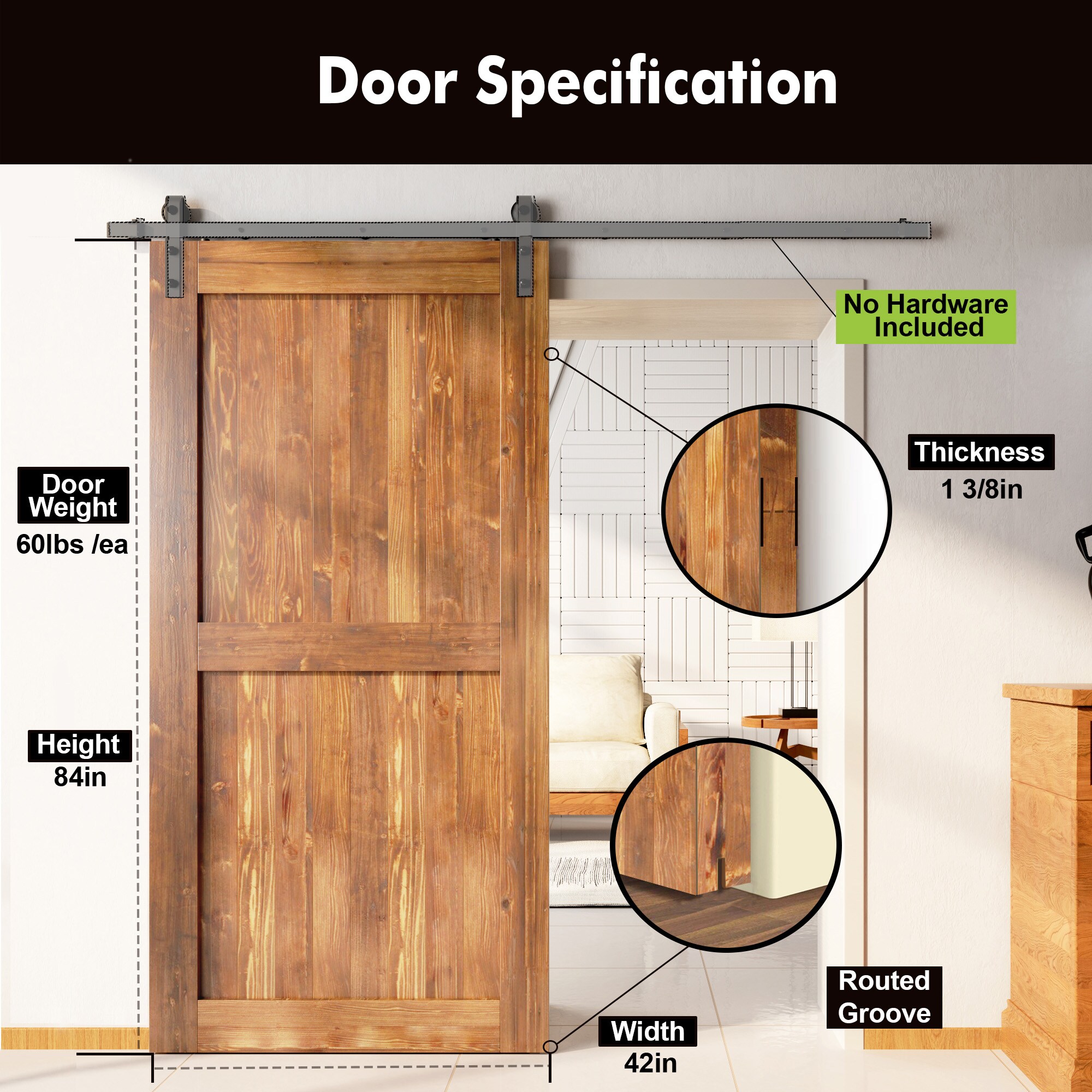 HOMACER 4284-H-EA Barn-Doors - View #3