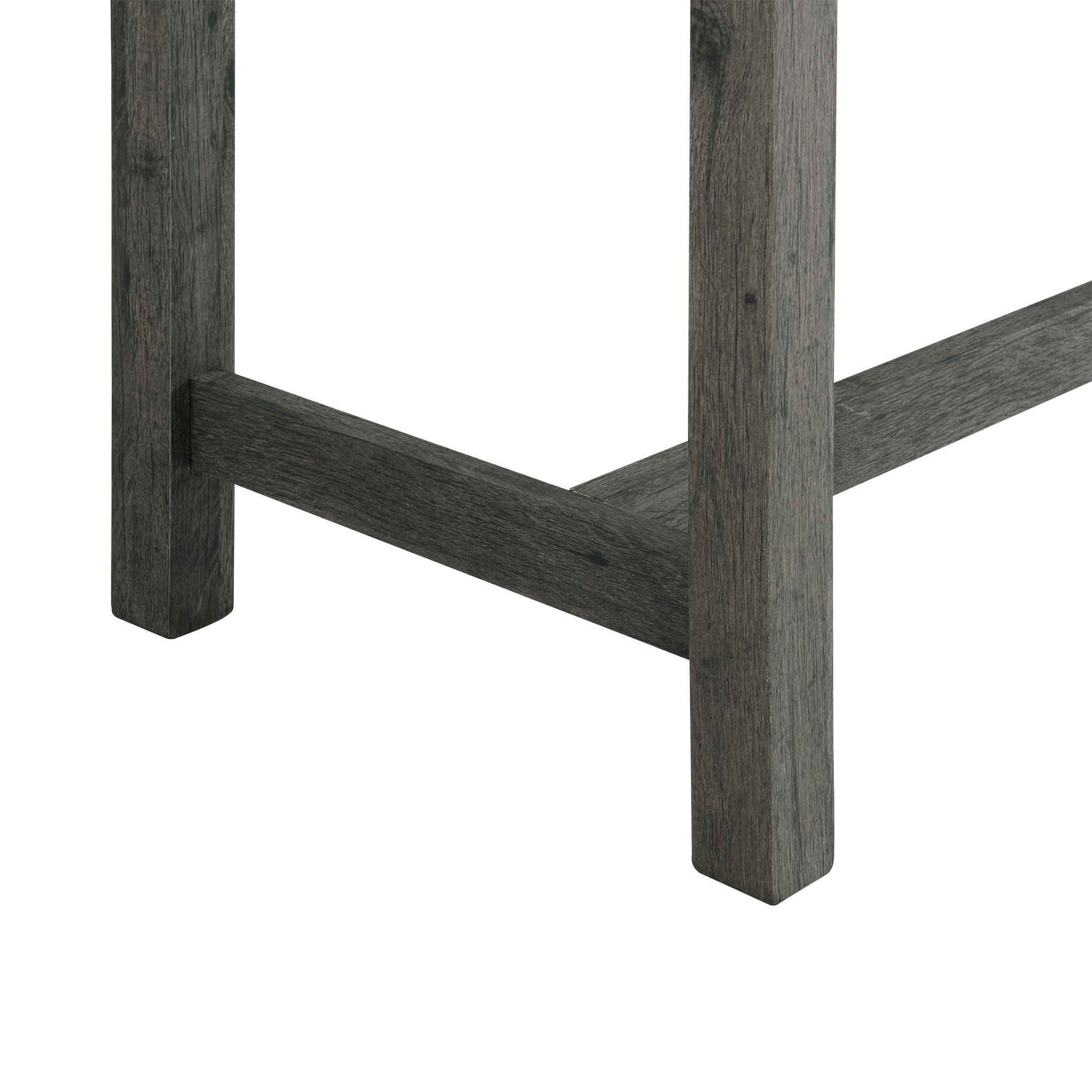 Charcoal Gray Wood Bar Table Set with 4 Upholstered Stools