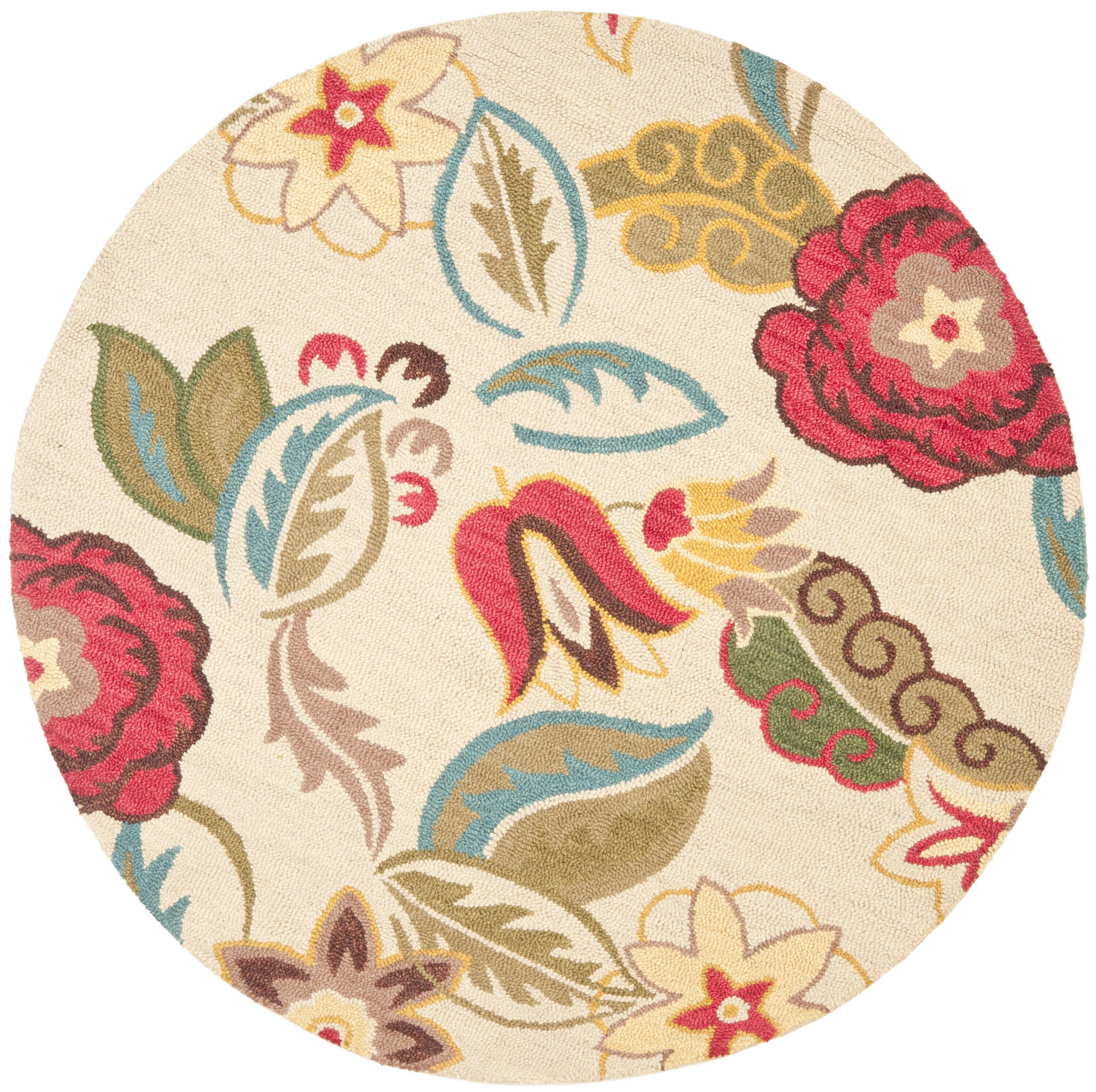Safavieh Blossom Paradise 8 X 8 (ft) Wool Blue Round Indoor Floral