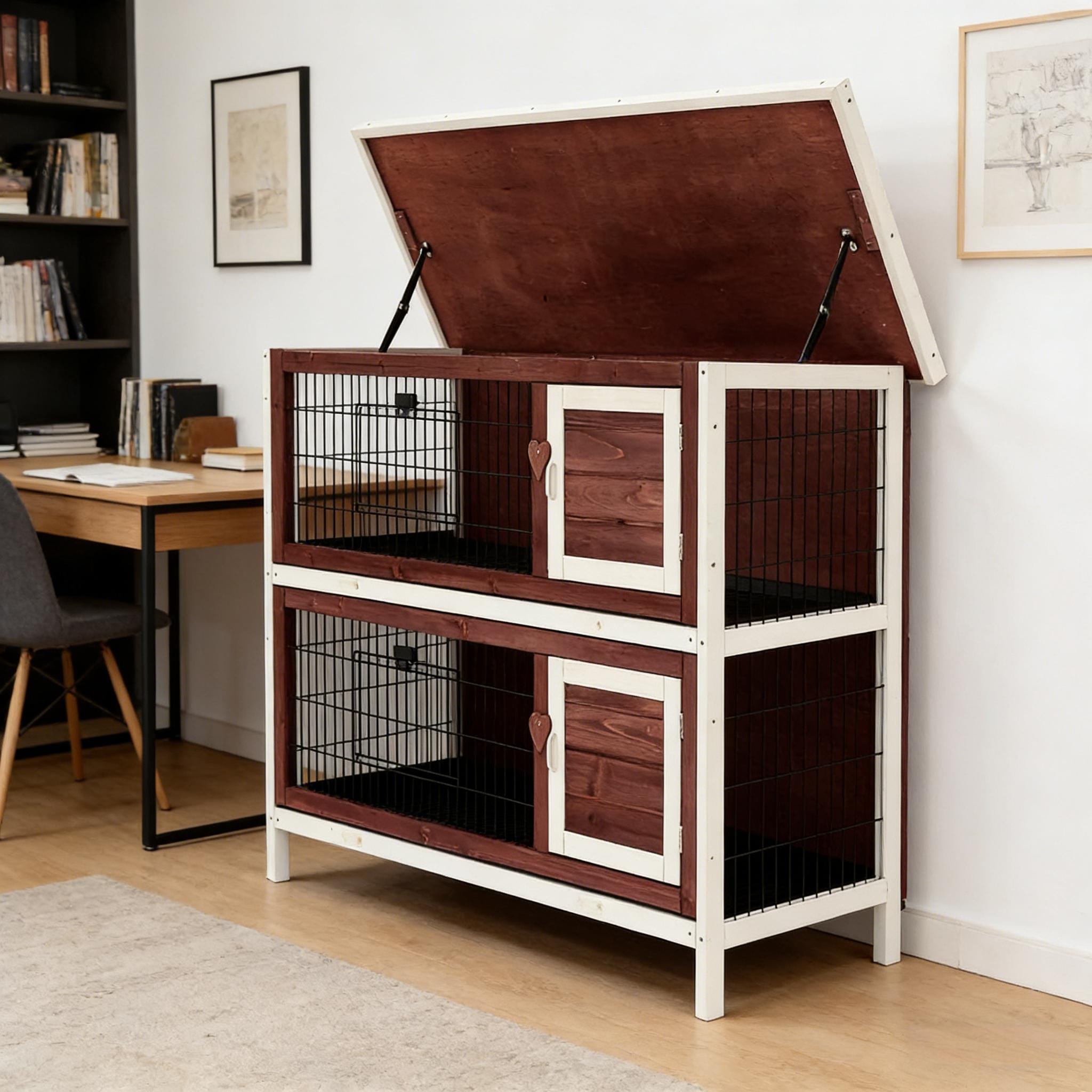 Small Animal Hutch Cage Pet House Elevated Rabbit Hutch
