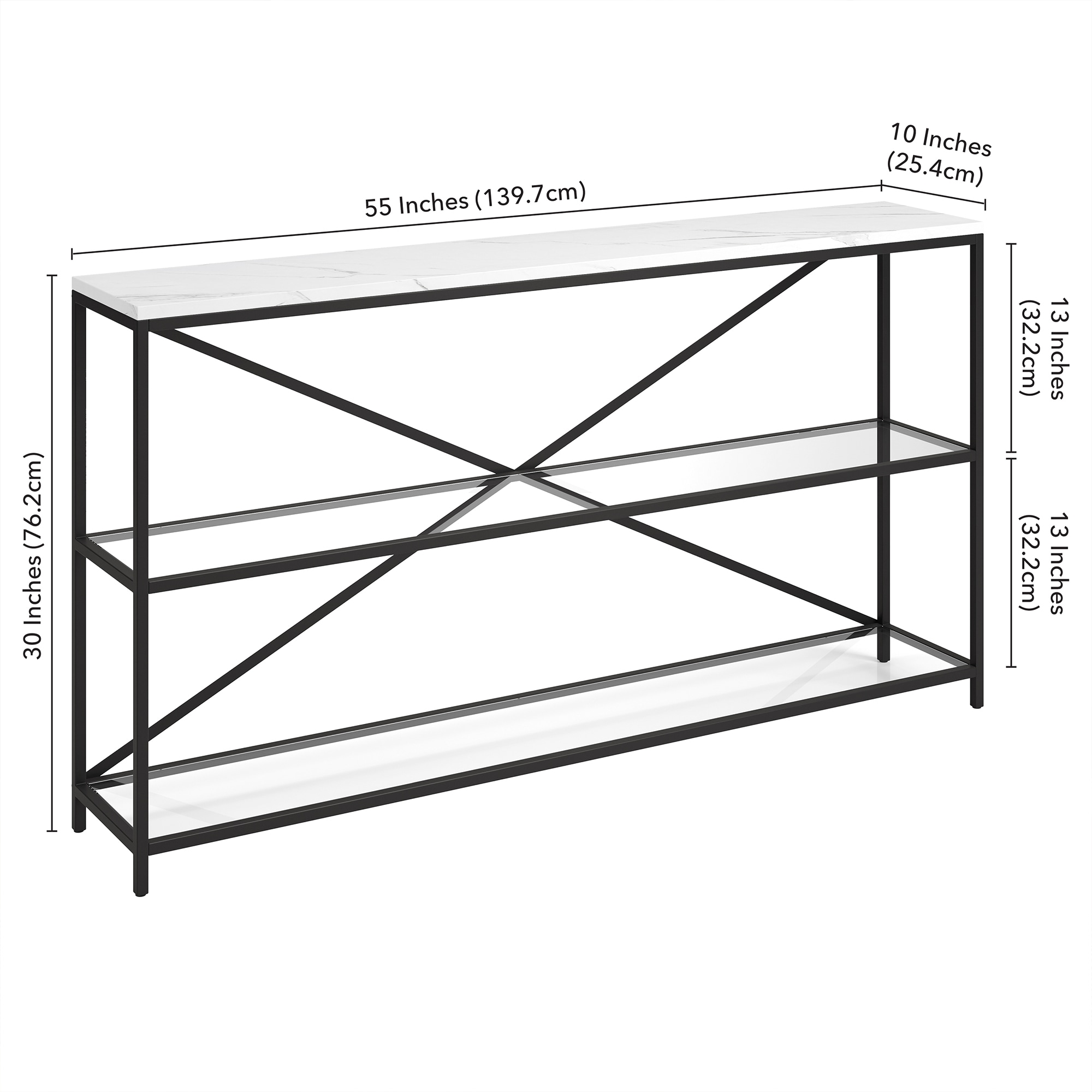 Fionn 55" Blackened Bronze Console Table with Faux Marble Top