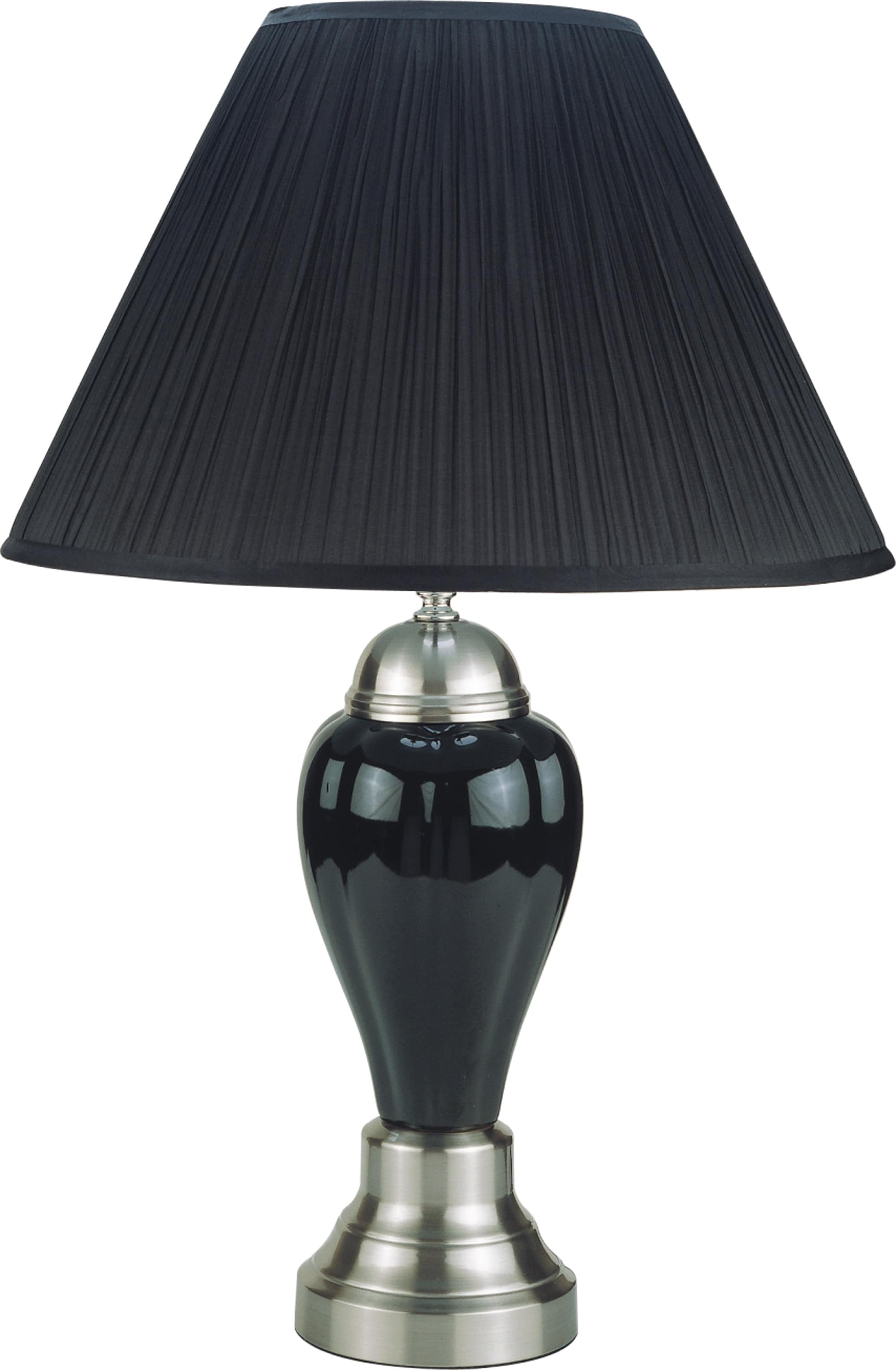 JUSHUA XJ Lighting 1pc Elegant Crafted Table Lamp Glossy Gray Base Contrasting Metallic Details Pleated Shade Modern Porcelain Rotary Switch 100WATT Black