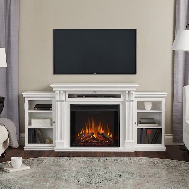 White Fan Forced Electric Fireplace, 67 Calie Entertainment Center Electric Fireplace