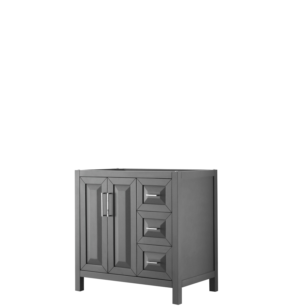 Wyndham Collection WCV252536SKGCXSXXMXX Daria 36-in Dark Gray with Polished Chrome Trim Bathroom Vanity Base Cabinet without Top