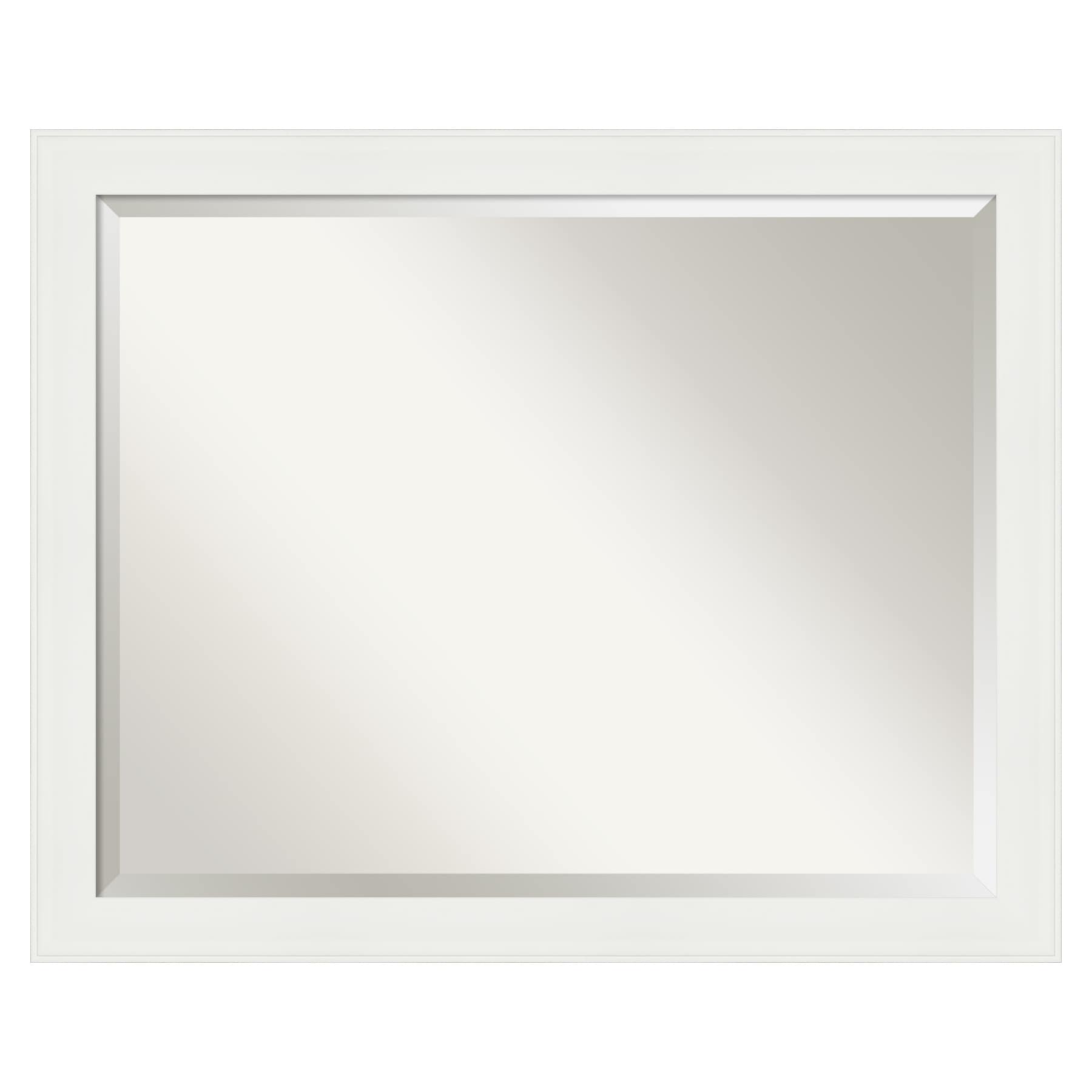 Amanti Art DSW4593576 Vanity 31.38-in x 25.38-in Framed Rectangle Bathroom Vanity Mirror ( Matte White )