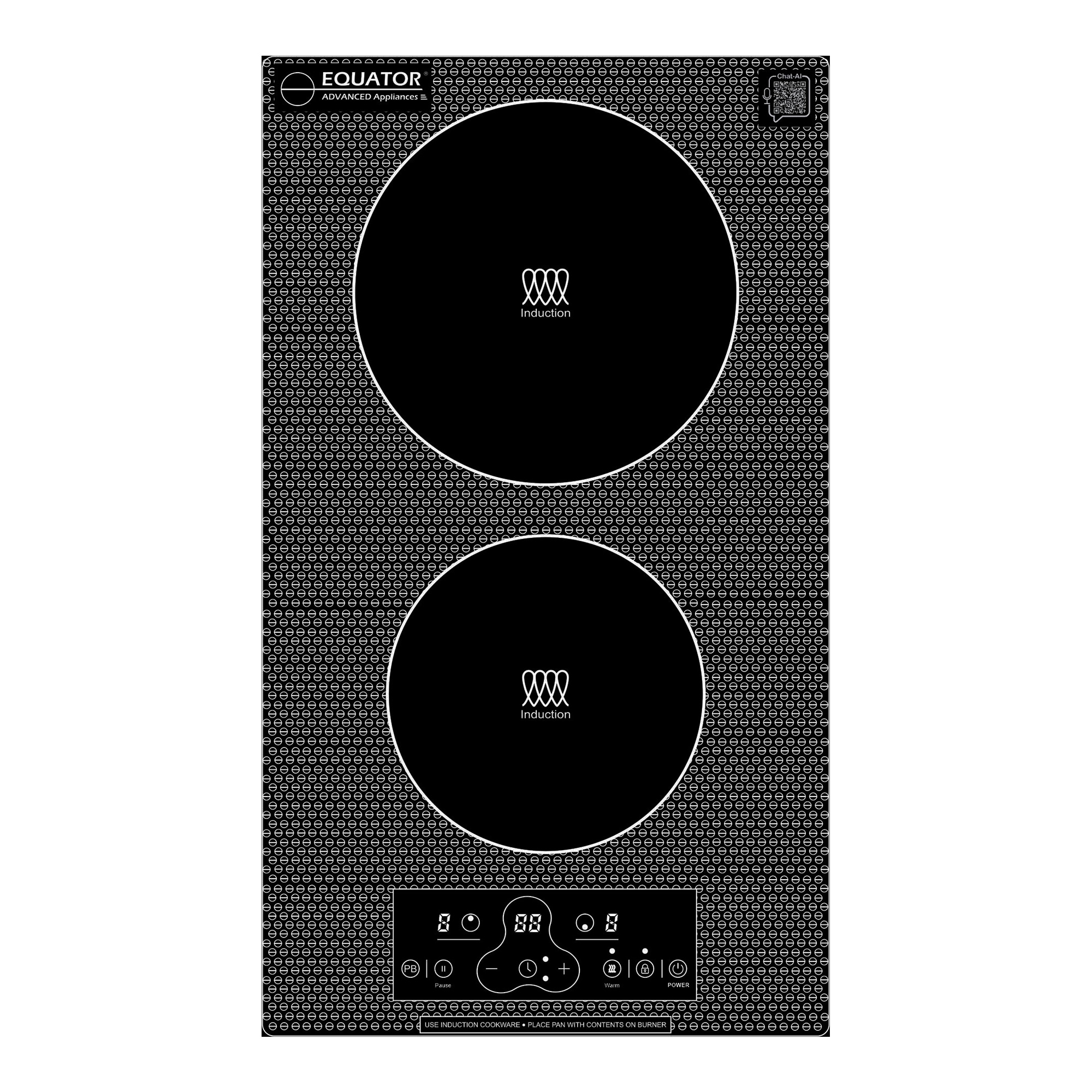 Equator Advanced Appliances BIC 122 CC ED Built-In/Freestanding VERTICAL 110V 12-in 2 burners Black Induction Cooktop