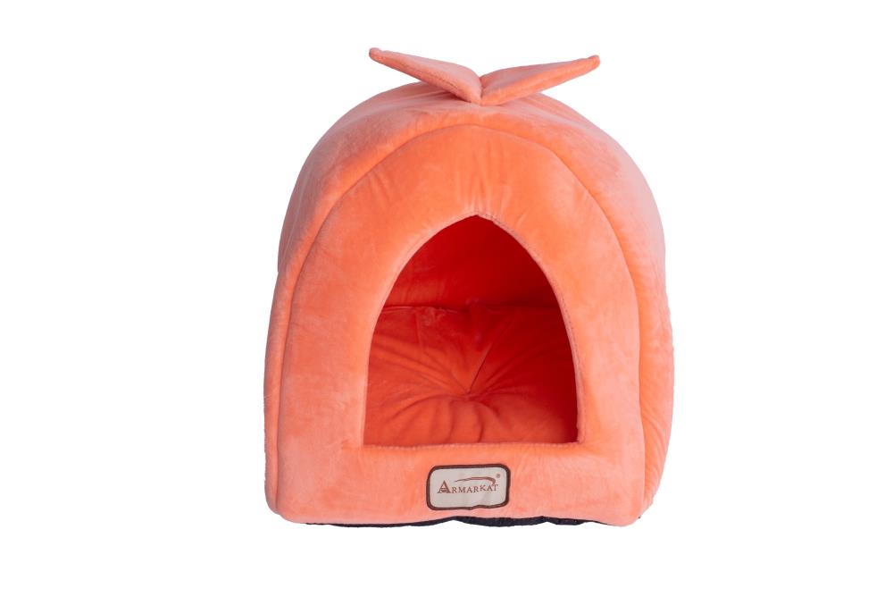 Armarkat Soft Brown Velvet Cat Dog Pet Bed Cave Hut Machine Washable 