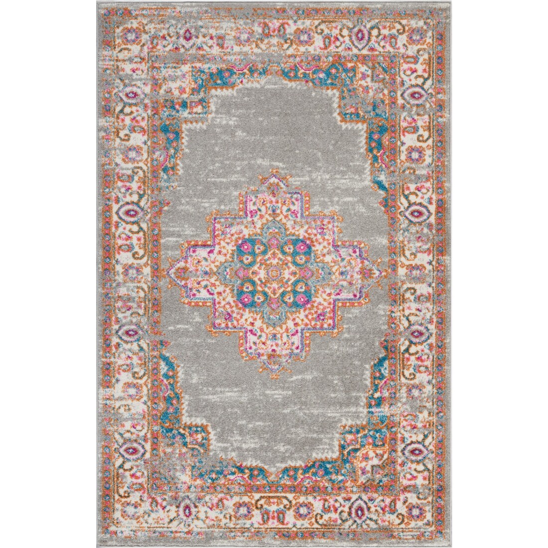 HomeRoots 4000385317 4 x 6 (ft) Polypropylene Grey Rectangular Indoor Area rug