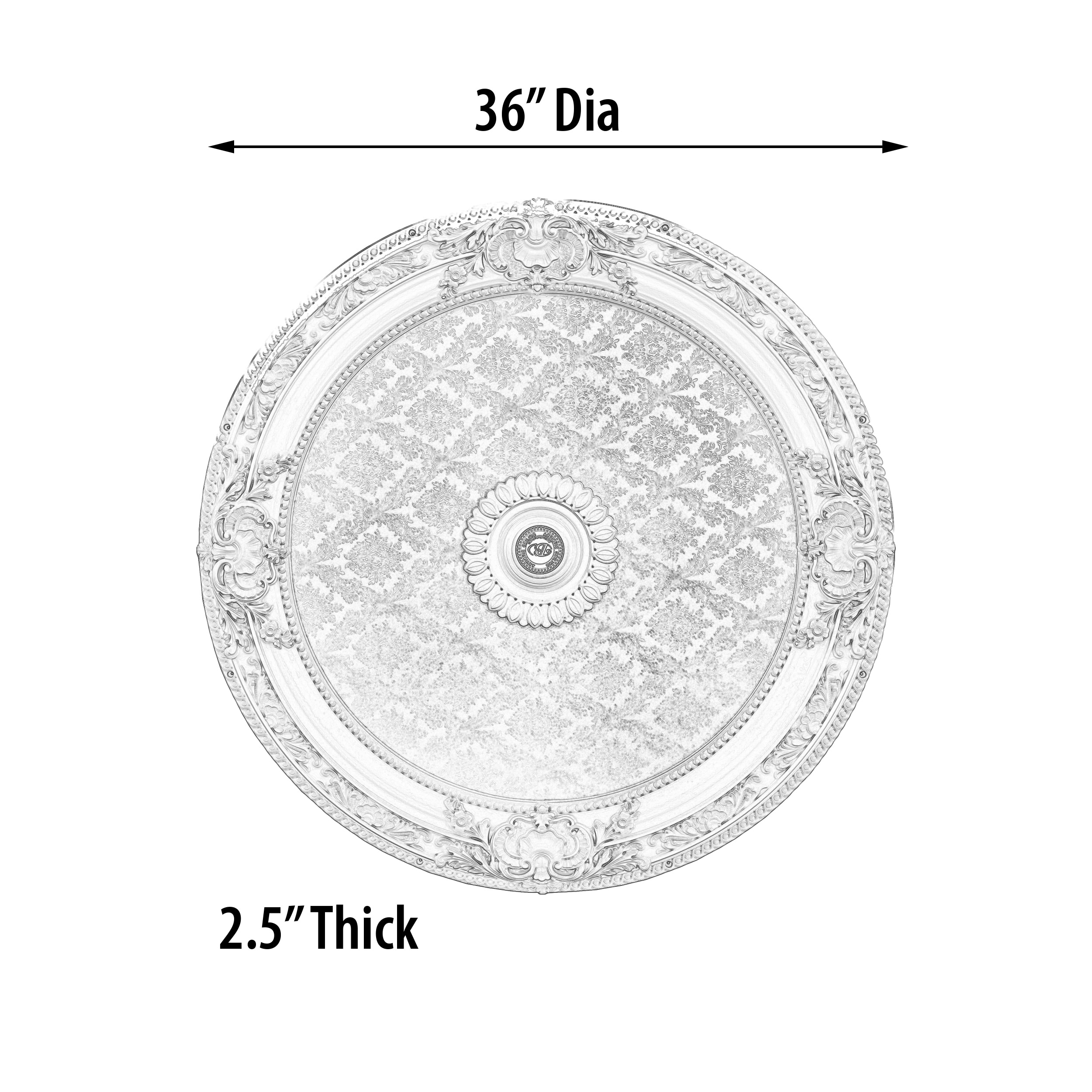 Blanco 36" White and Beige Polystyrene Chandelier Ceiling Medallion