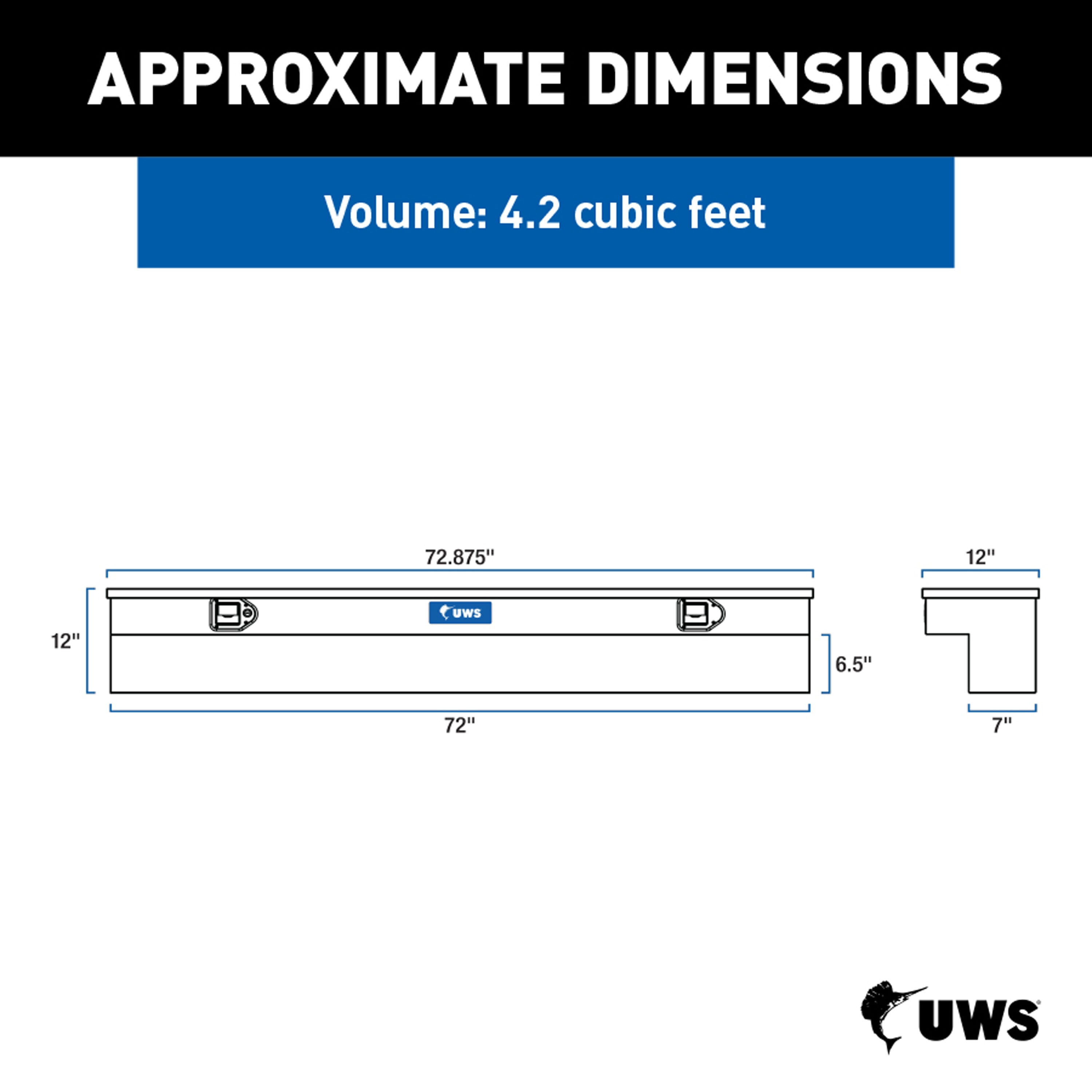 UWS 72-in x 11.375-in x 11-in Gloss Black Aluminum Side Mount Truck Tool Box EC30142-MK2 Sansujyuku sansujyuku.com
