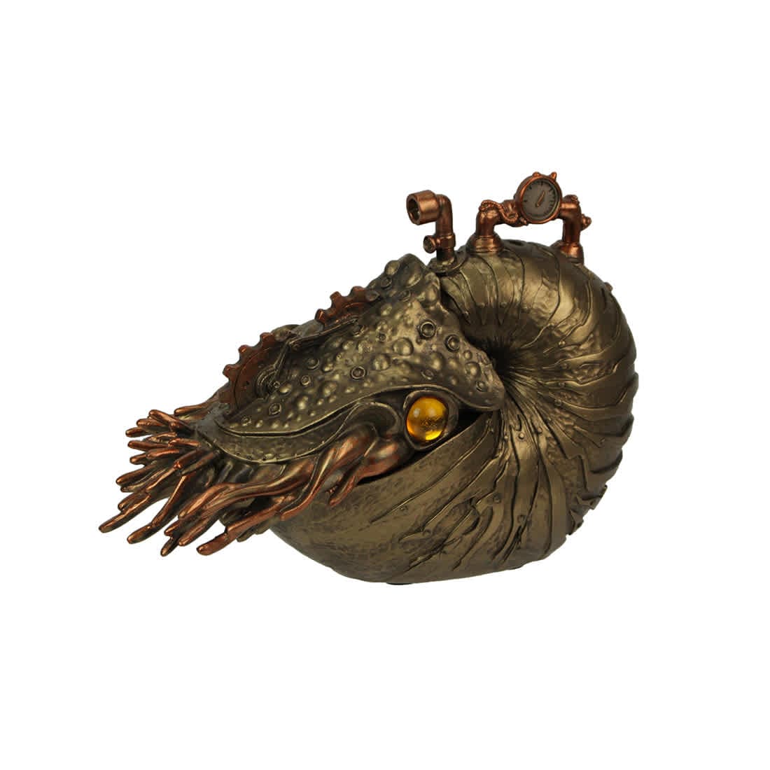Zeckos ZKO-99063 Bronze/Copper Finish Steampunk Nautilus Shell Sea Monster Fantasy Decor Tabletop Statue: Captivating 9-Inch Long Maritime Masterpiece from the Ocean's Depths