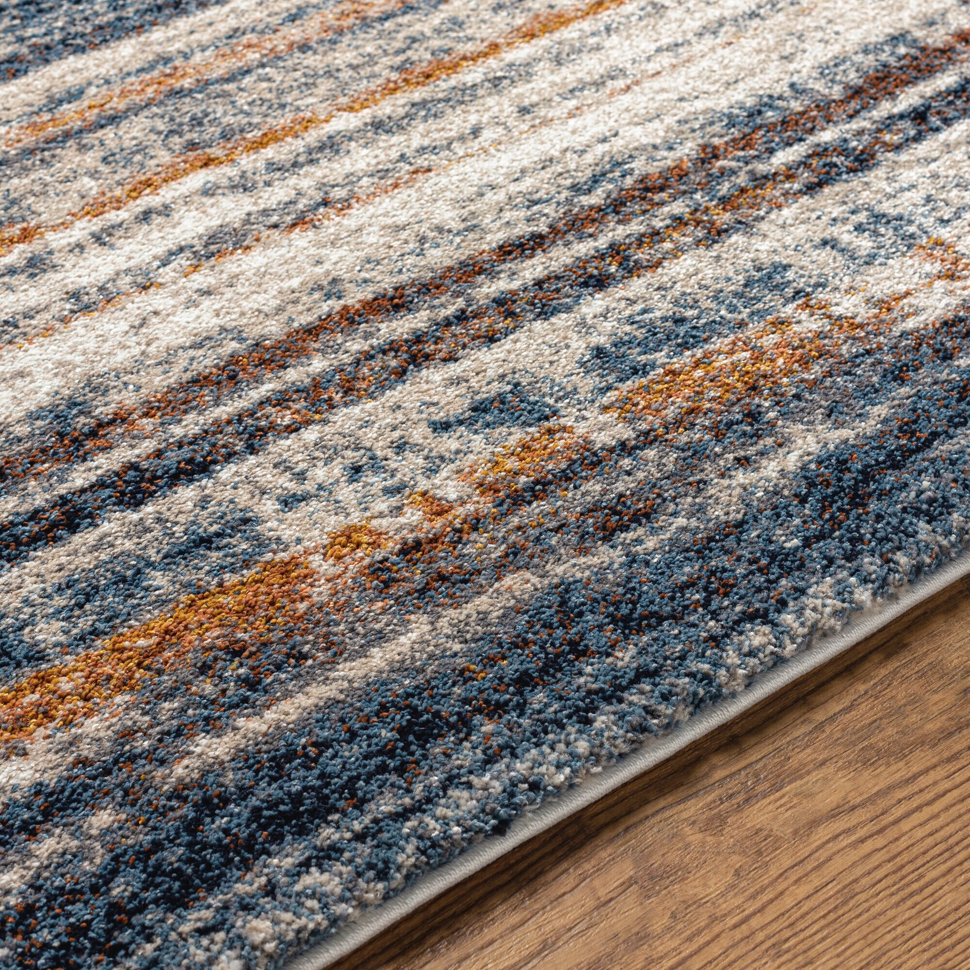 Modern Tuscany Blue High Pile 8' x 10' Synthetic Area Rug