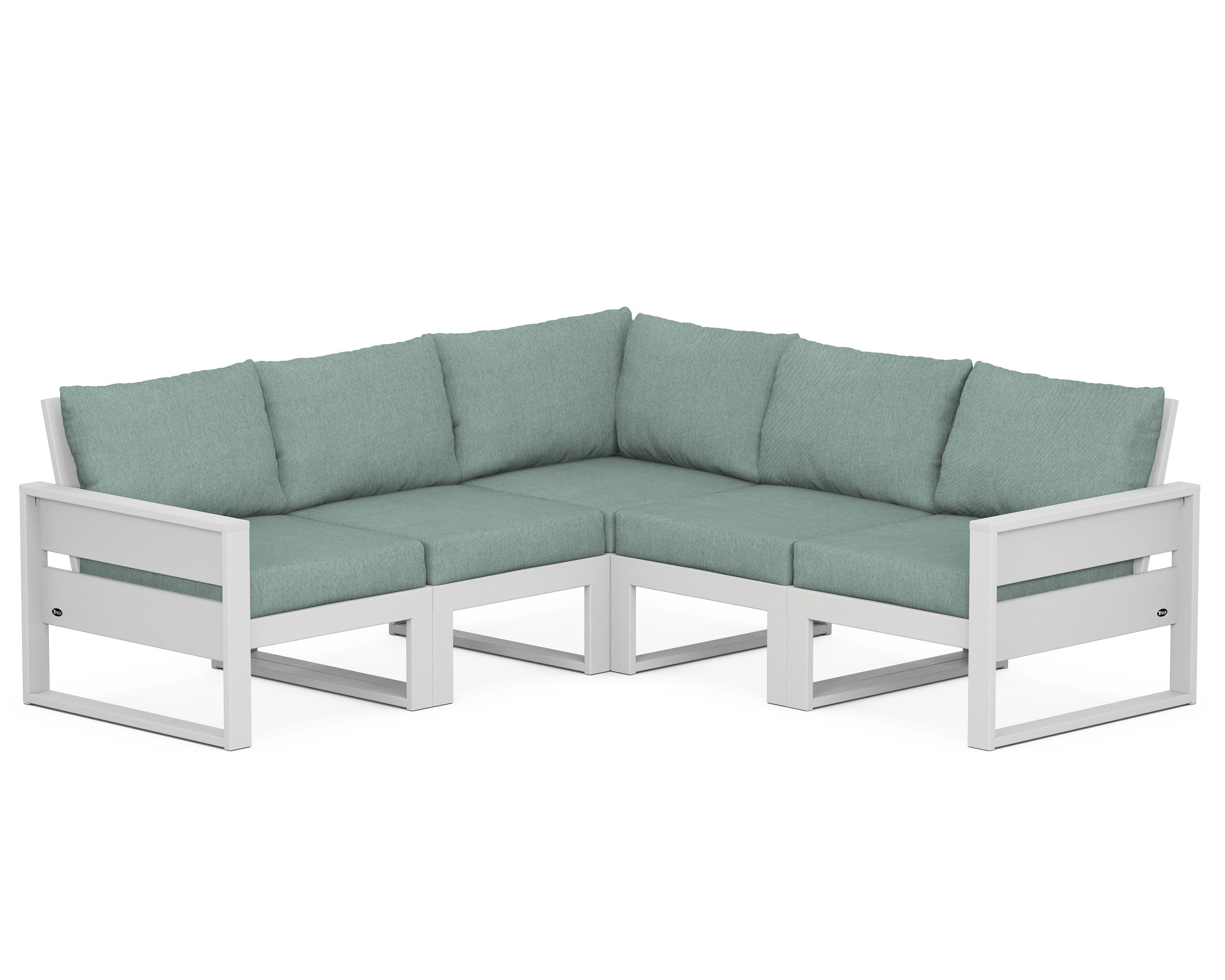 Trex Outdoor Furniture TXS784-2-CW161130 Eastport Outdoor Sectional with Green Cushions and Plastic Frame