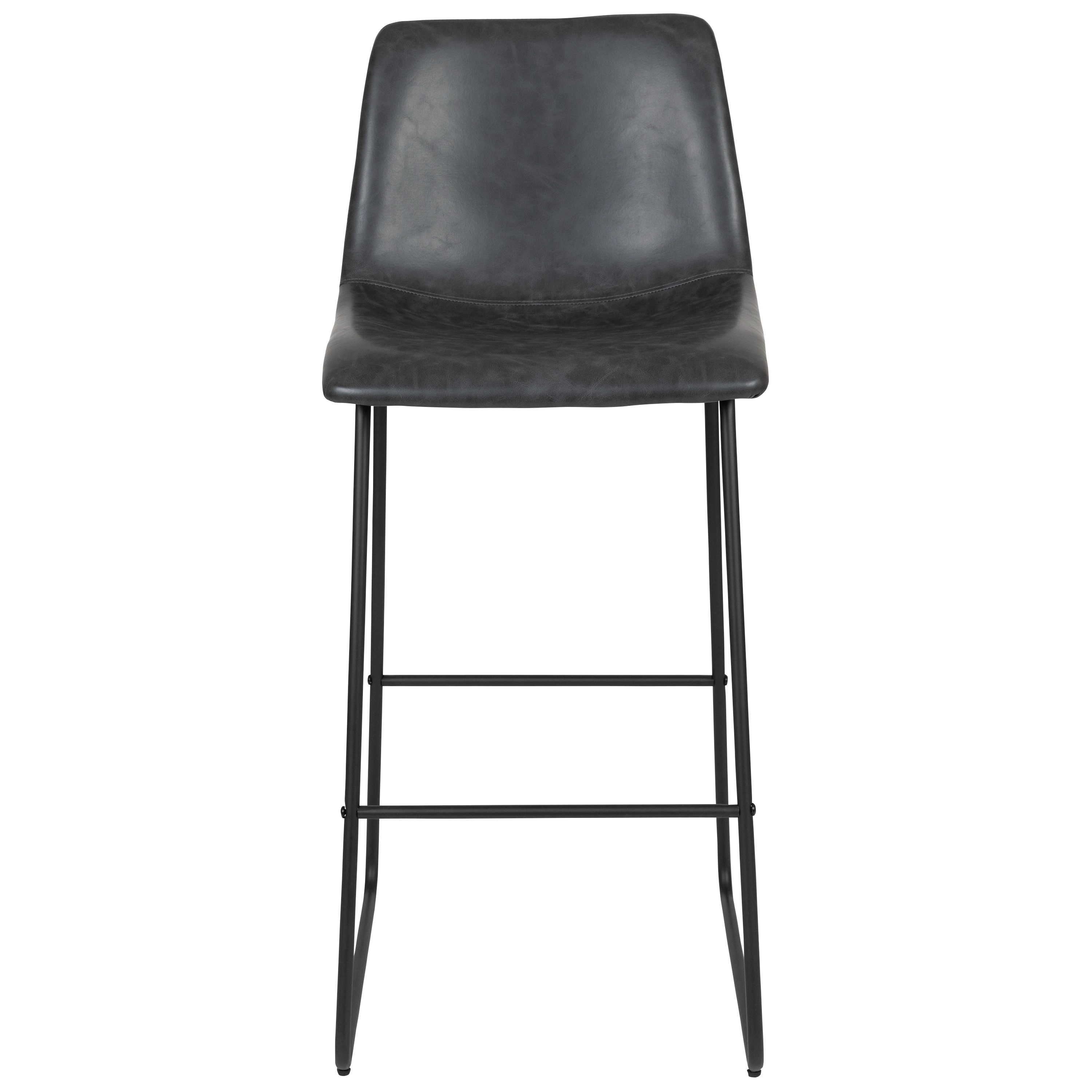 Reagan 30" Gray LeatherSoft & Metal Bar Height Stools, Set of 2