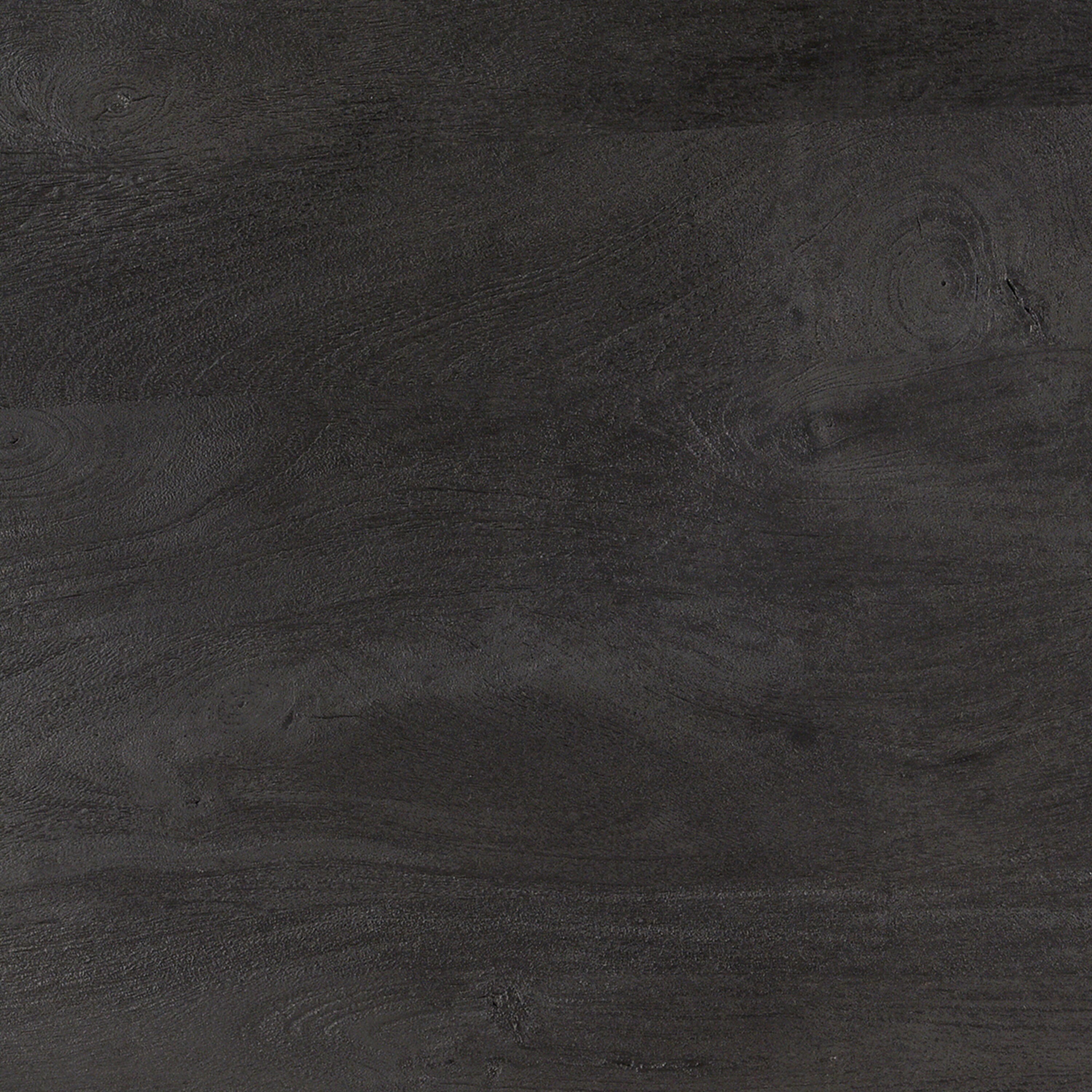 Jet Black Round Solid Wood Coffee Table with Slatted Base