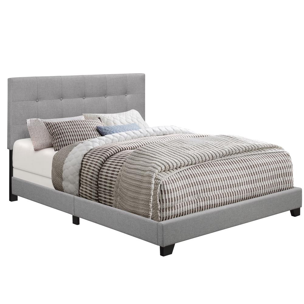 HomeFare Button tufted full upholstered bed in glacier gray Full Wood ...