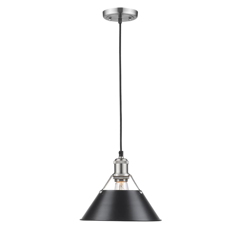 Golden Lighting 3306-M PW-BLK Orwell Pewter Industrial Cone Medium Hanging Pendant light