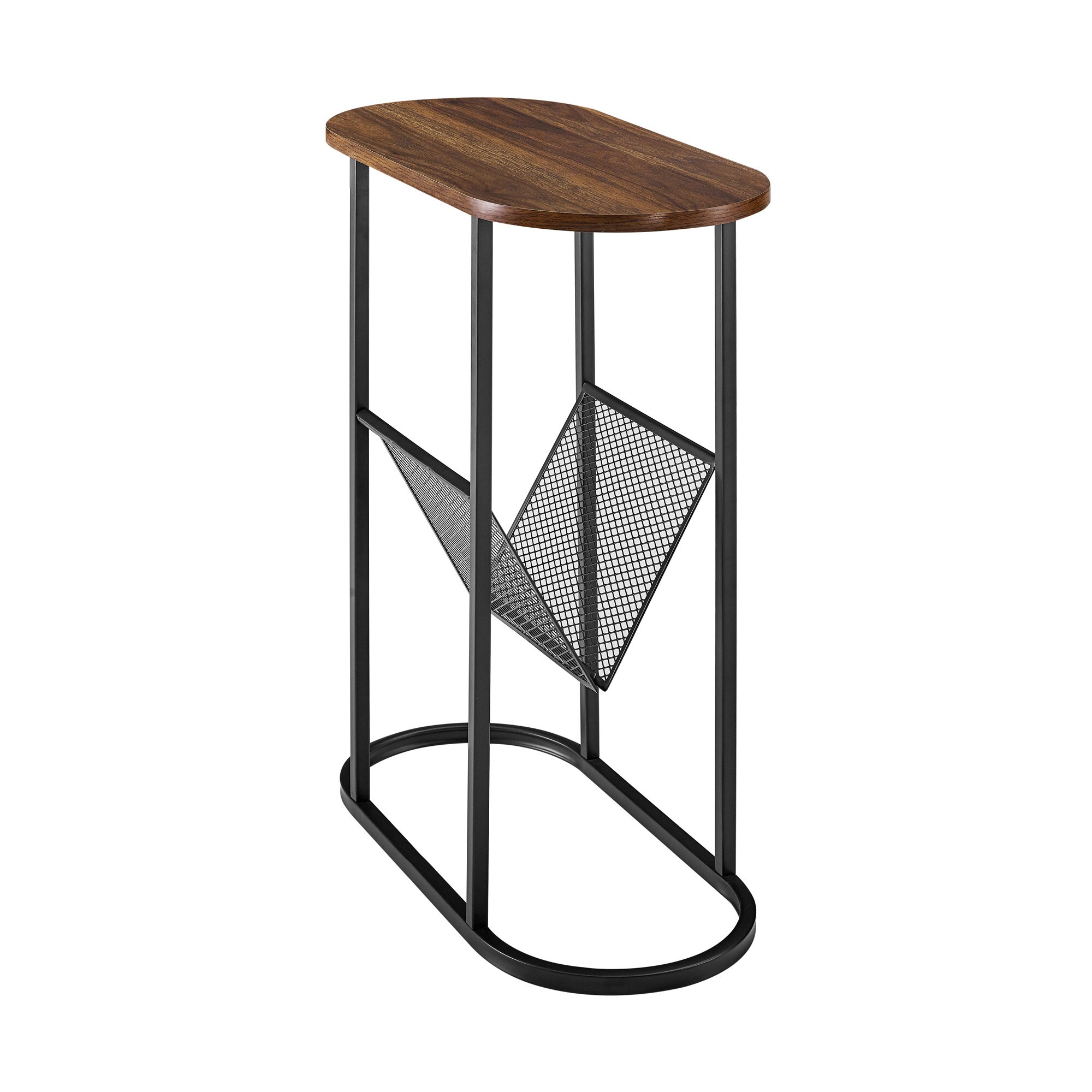 Walker Edison LWF11MRGOSTDW 11-in W x 25.25-in H Dark Walnut Composite Modern End Table with Storage Assembly Required
