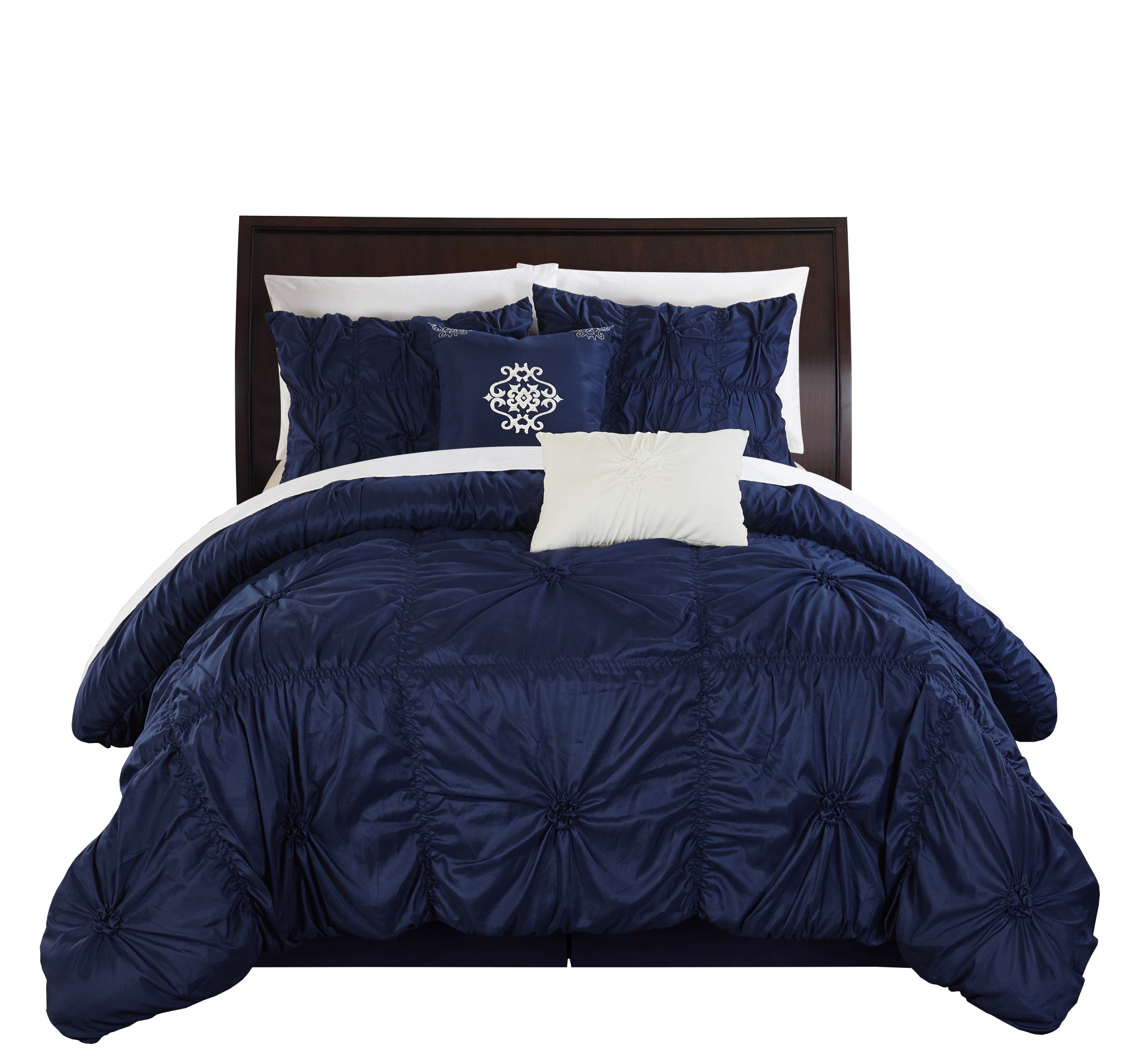 Chic Home Design Halpert 6-Piece Navy King Comforter Set in the Bedding