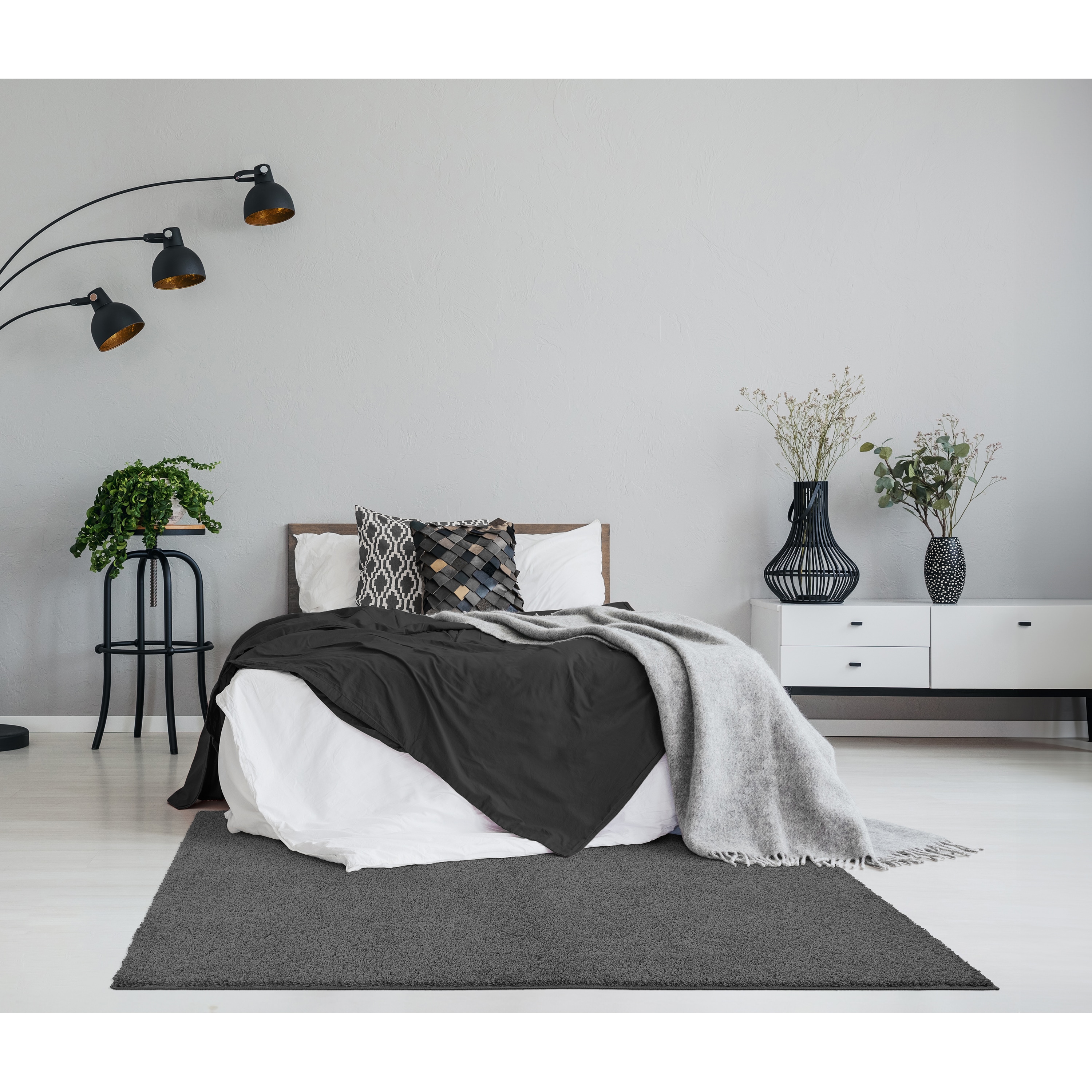 Garland Rug SKSH0N06008412 Skyline Shag 5 x 7 (ft) Tufted Polypropylene Cinder gray Rectangular Indoor Solid Farmhouse/Cottage Area rug
