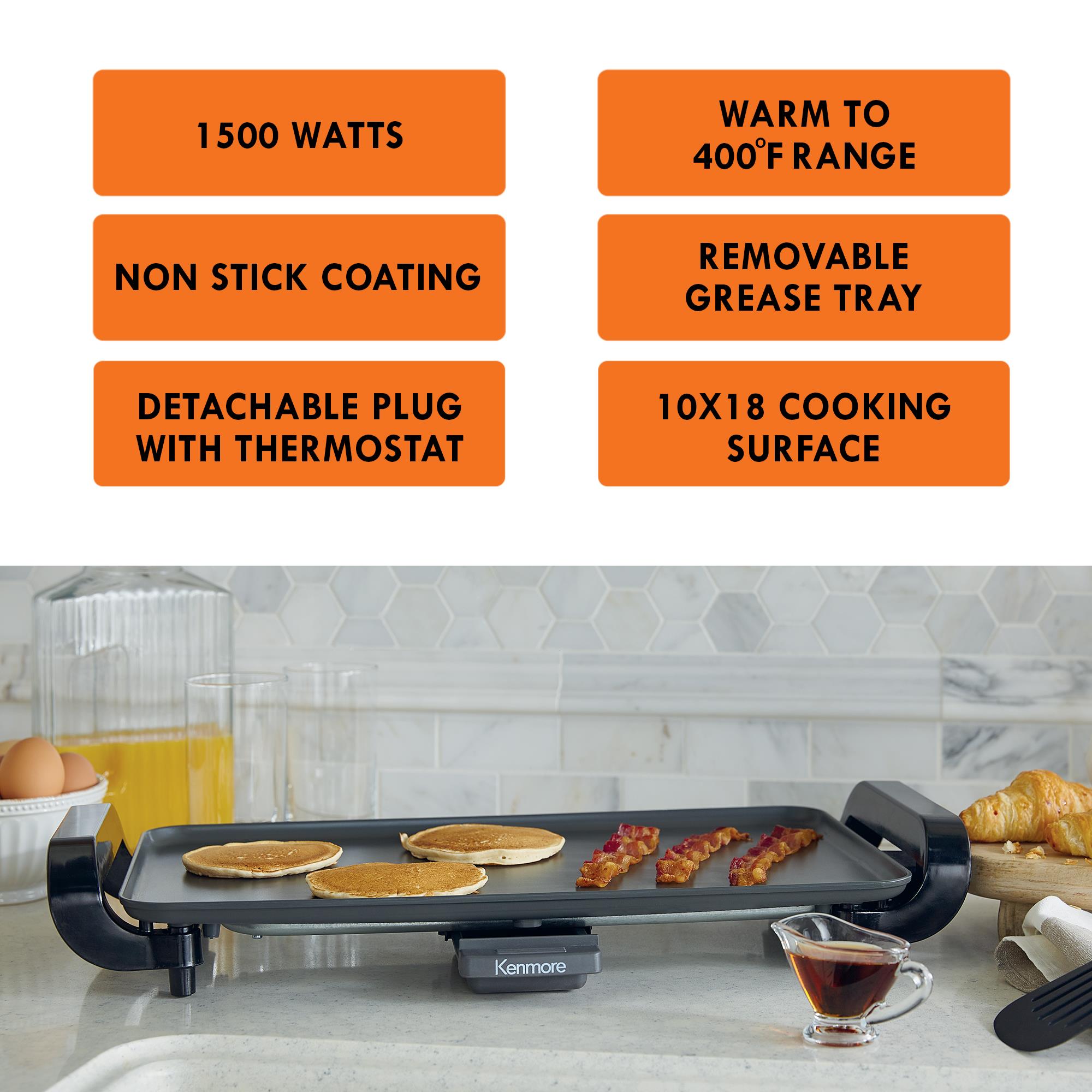 Courant Electric Griddle, Large Cool-Touch, Nonstick Surface, Adjustable, and Temperature Control