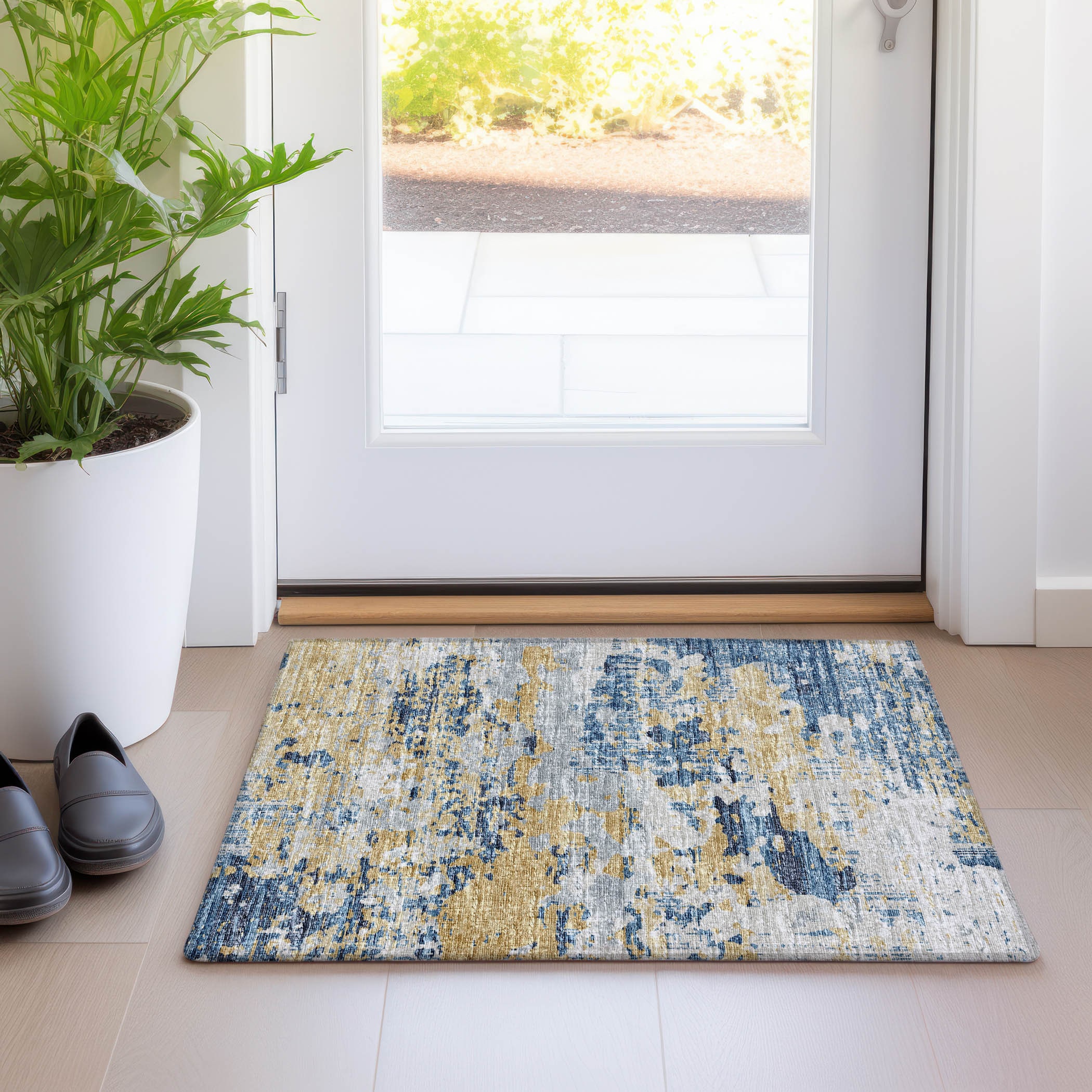 Addison Rugs AMF69BL20X30 Mayfield AMF69BL 2 x 3 (ft) Loomed Polyester Blue Rectangular Indoor Abstract Machine washable Area rug